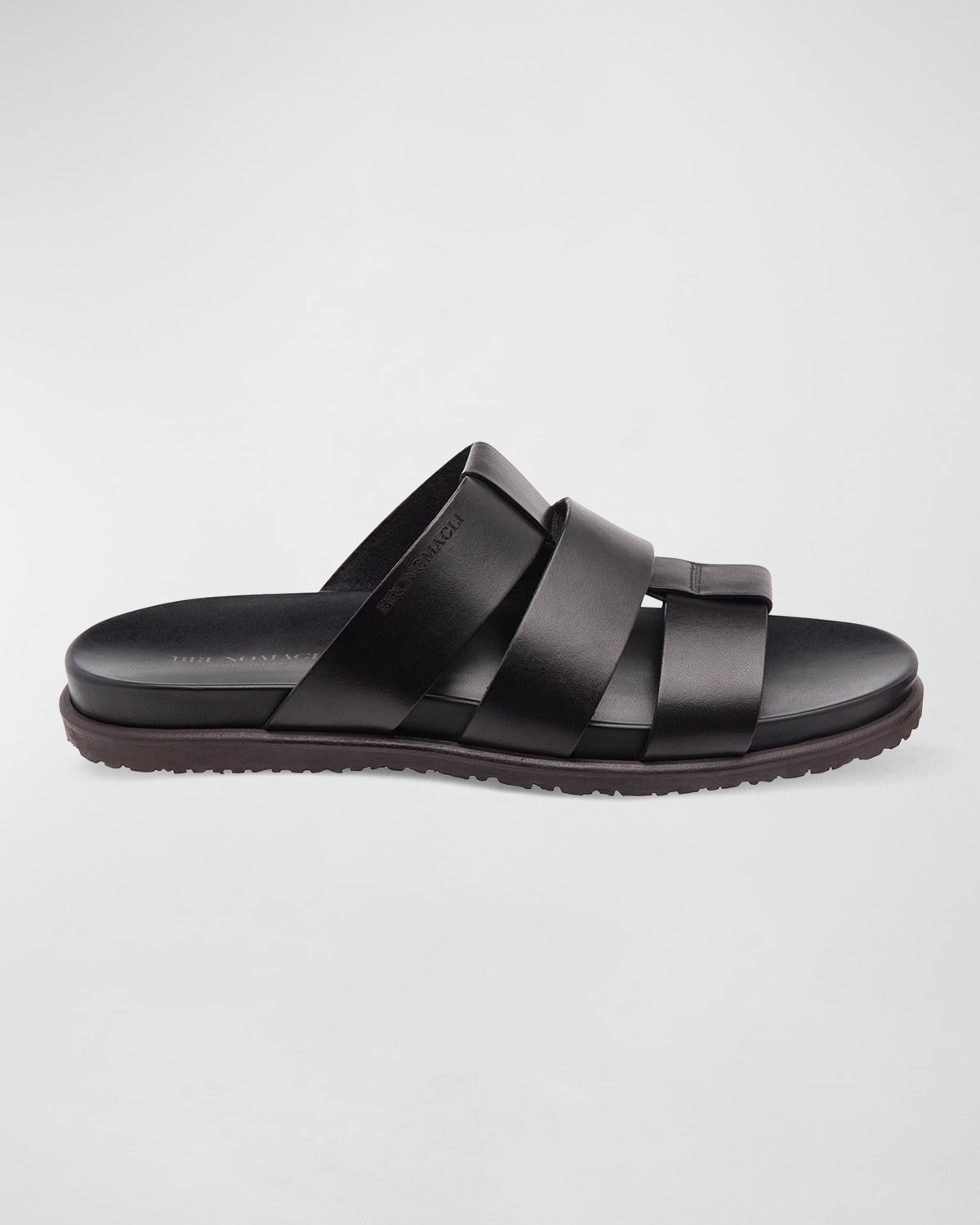 Men's Empoli Three-Strap Leather Slide Sandals