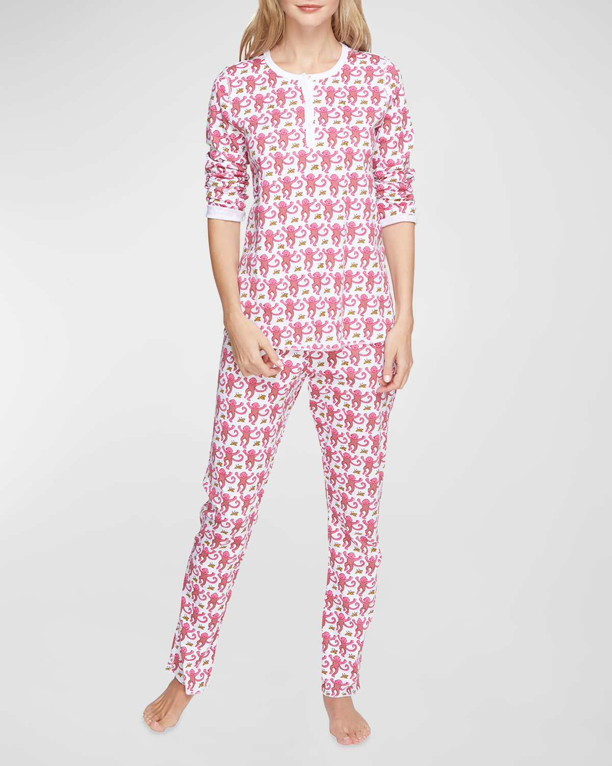Roller Rabbit Monkey Print 2-piece Pajama Set In Pink