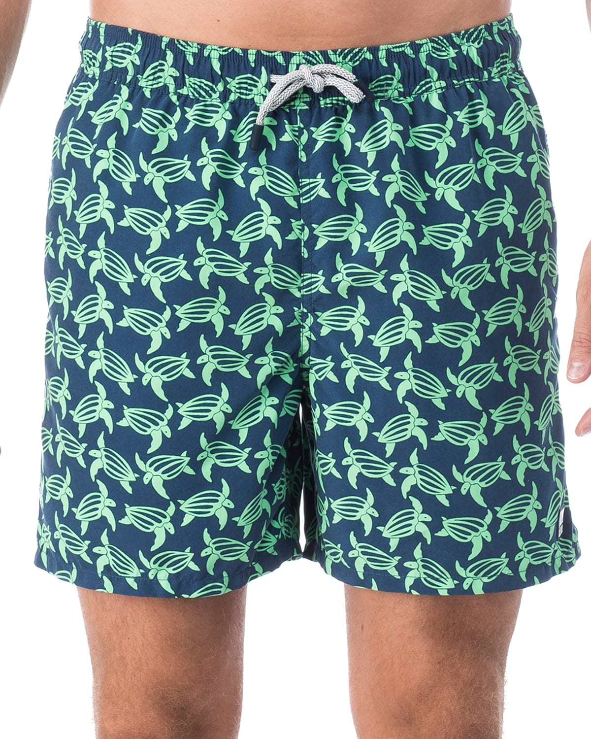 Tom & Teddy Men's Turtle-print Swim Trunks In Navy And Green