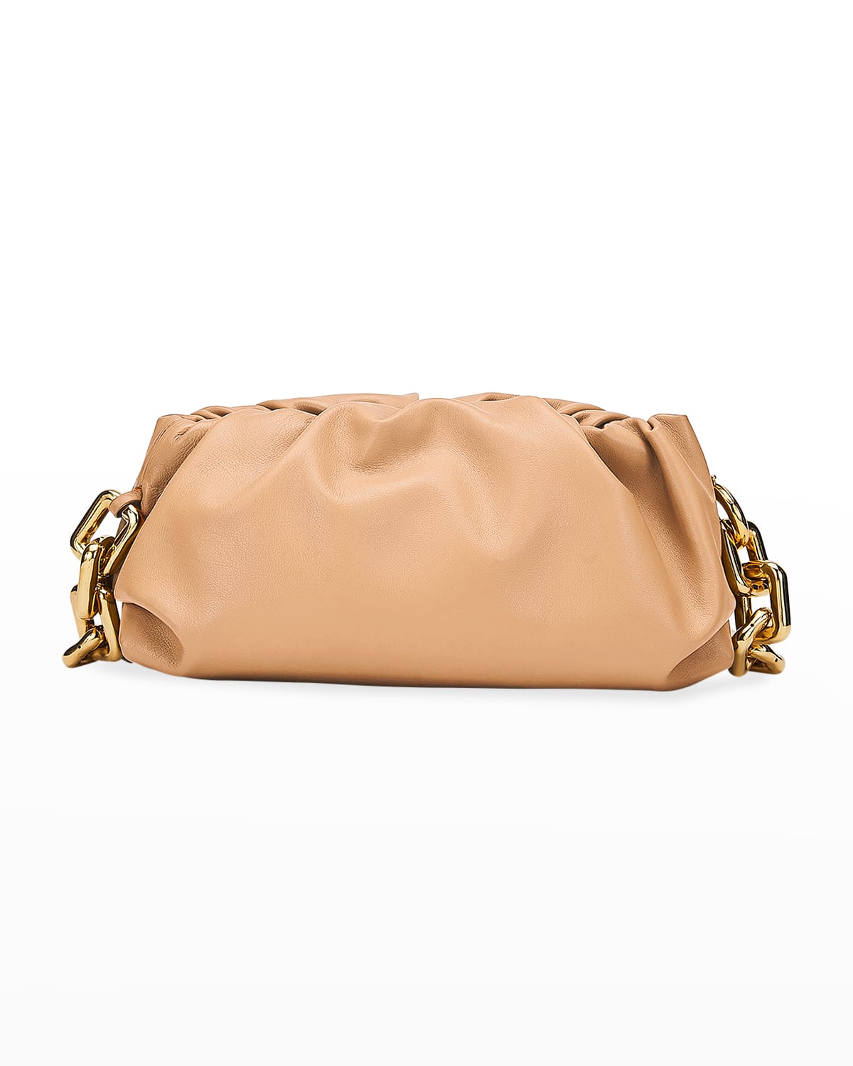 Bottega Veneta Medium Ruched Napa Chain Pouch Bag In Almond