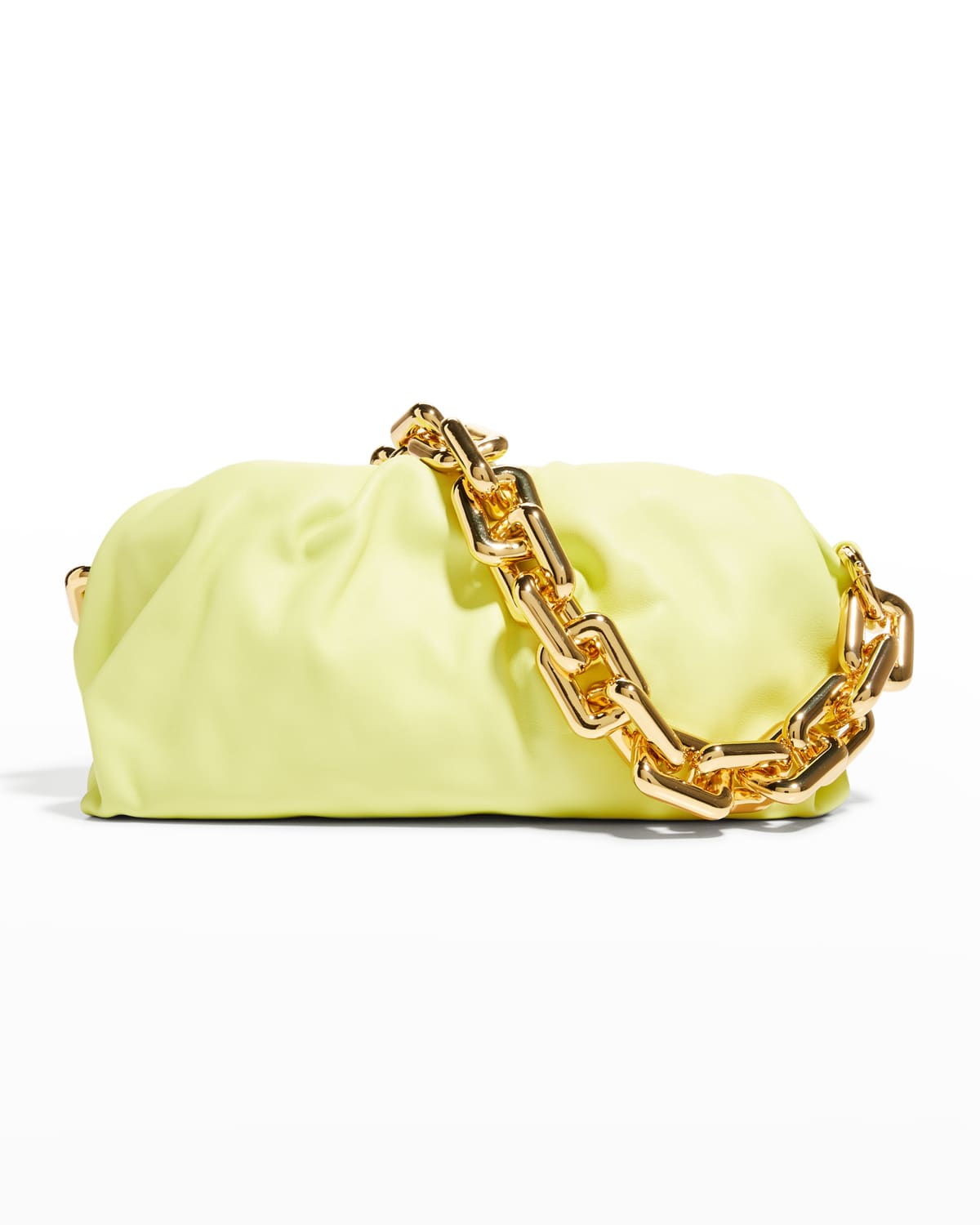 Bottega Veneta Medium Ruched Napa Chain Pouch Bag In Lime
