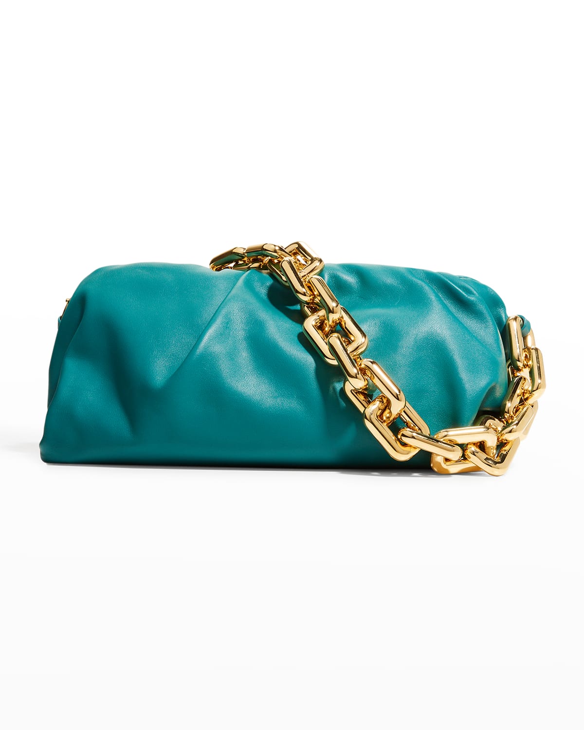 Bottega Veneta Medium Ruched Napa Chain Pouch Bag In Mallard