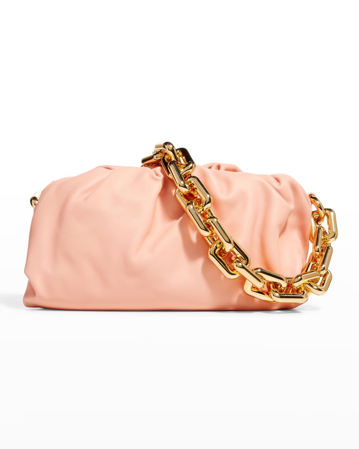 Bottega Veneta Medium Ruched Napa Chain Pouch Bag In Peachy