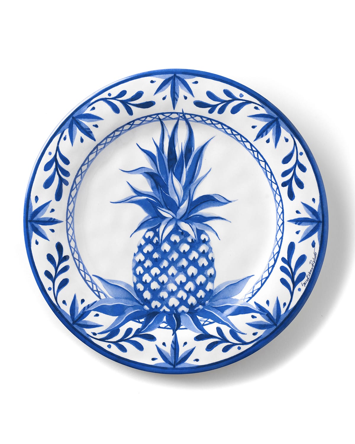 Shop Bamboo Table Blue Pineapple Shatter-resistant Bamboo Dinner Plates, Set Of 4