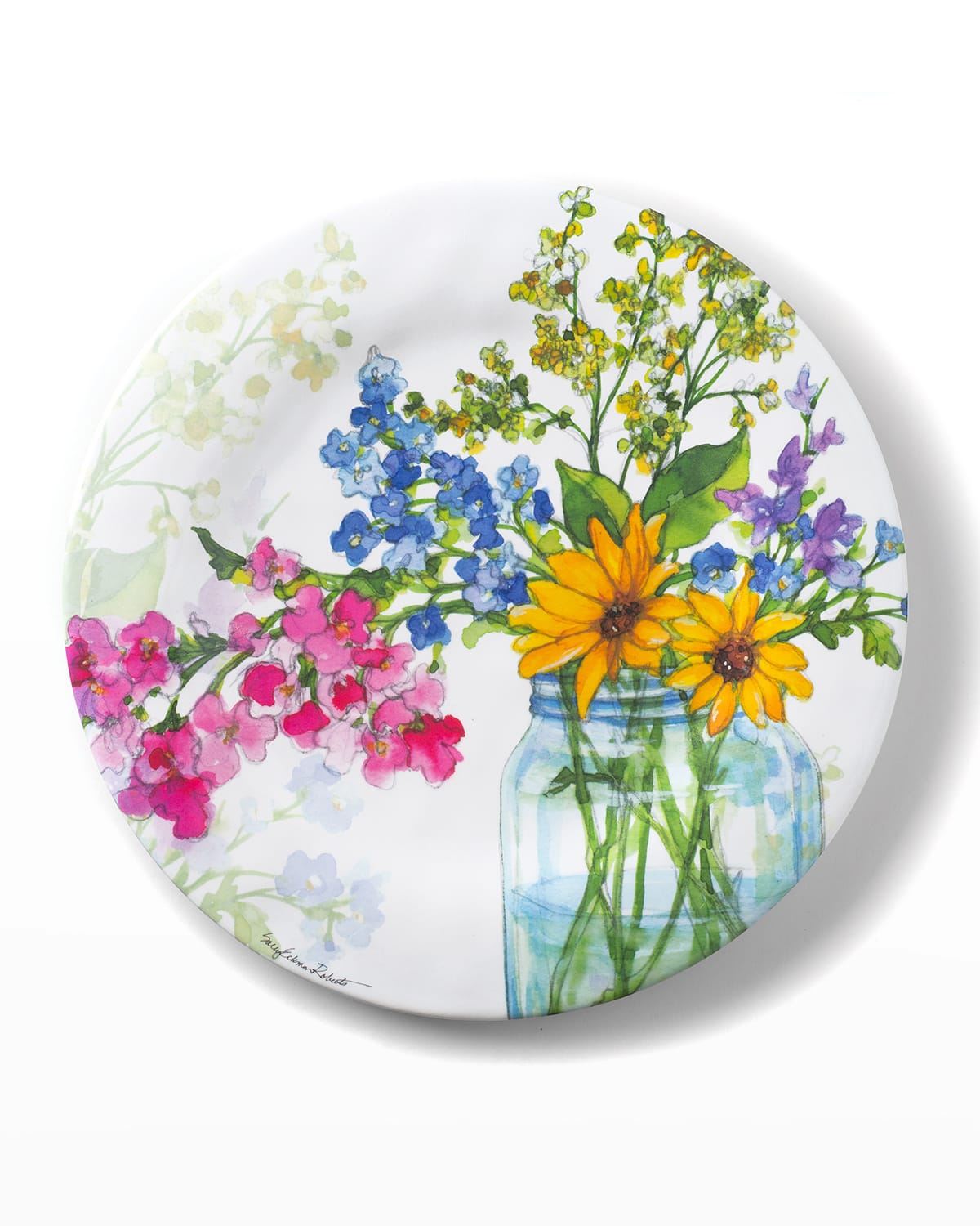 Bamboo Table Jars Of Sunshine Shatter-resistant Bamboo Dinner Plates, Set Of 4 In Blue-pink