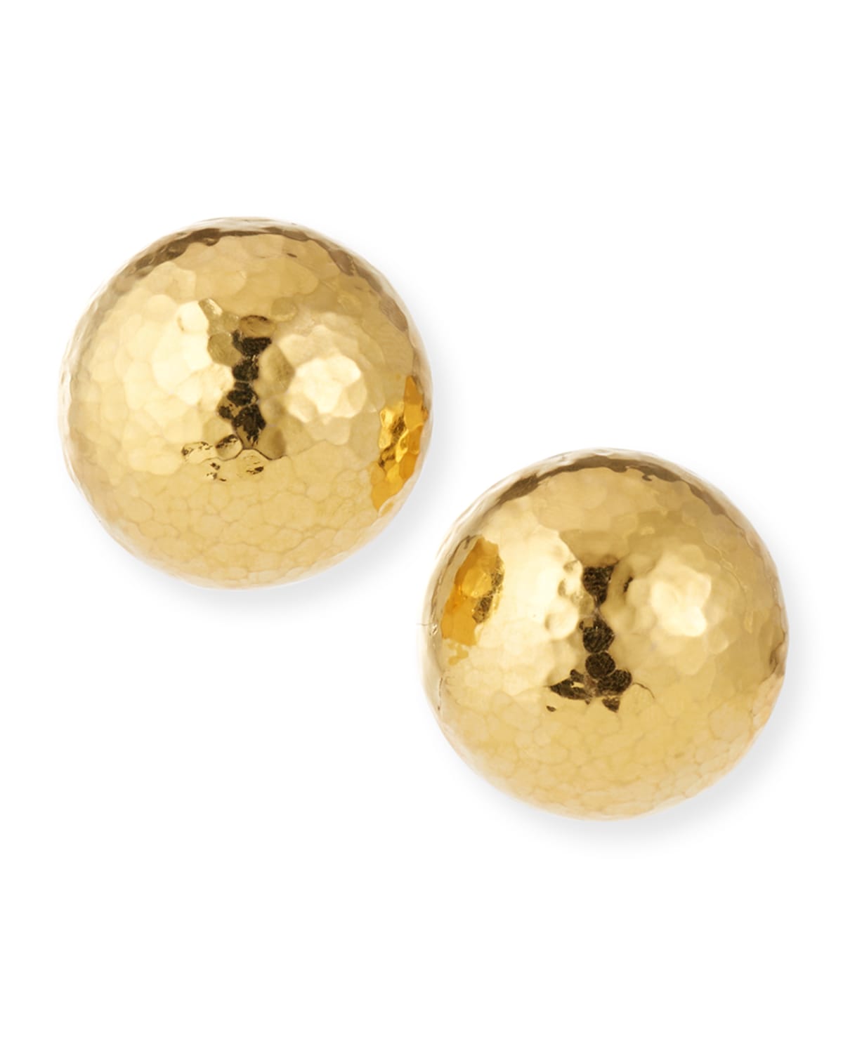 Hammered Gold Dome Clip Earrings