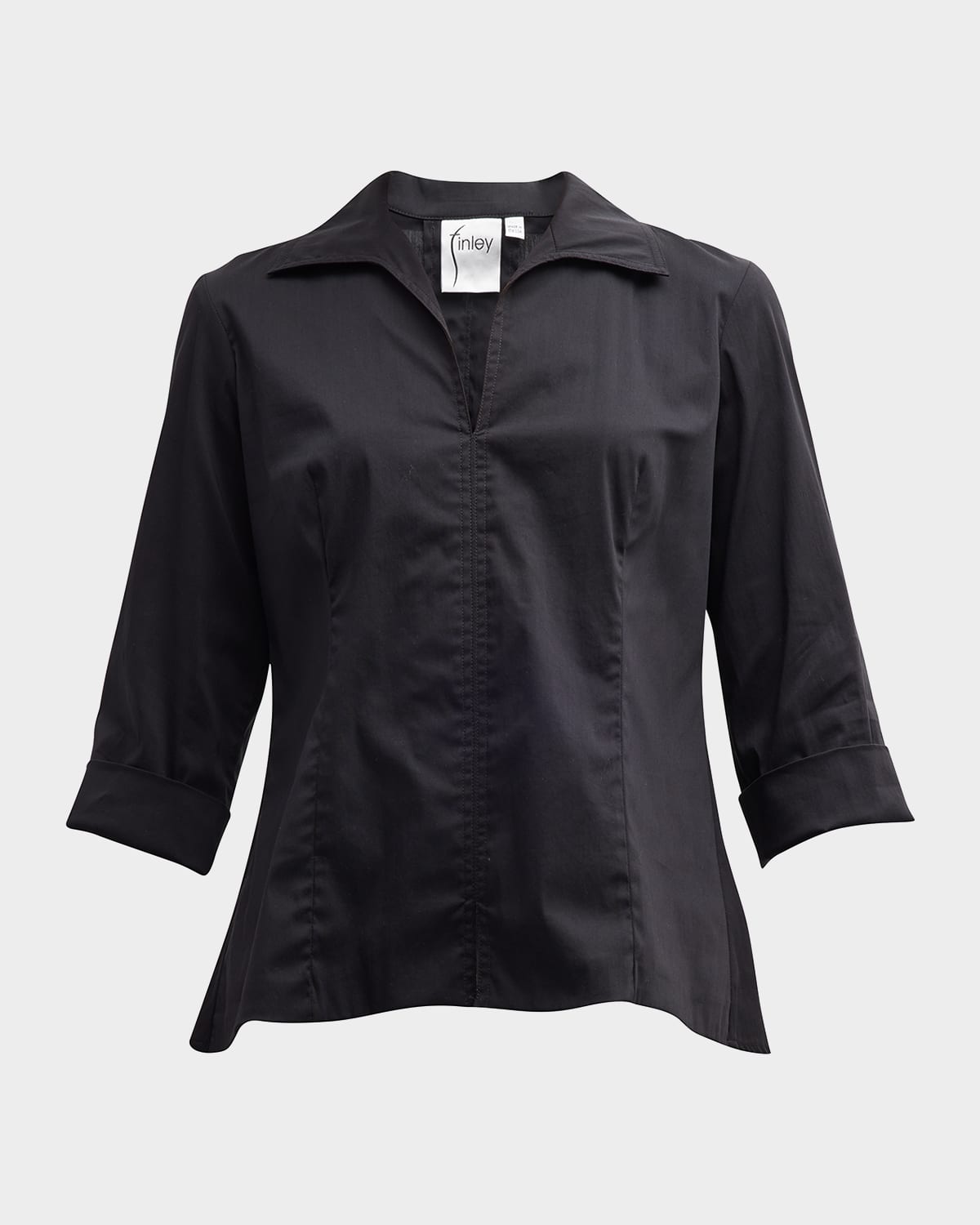 3/4-Sleeve Stretch Cotton Swing Shirt