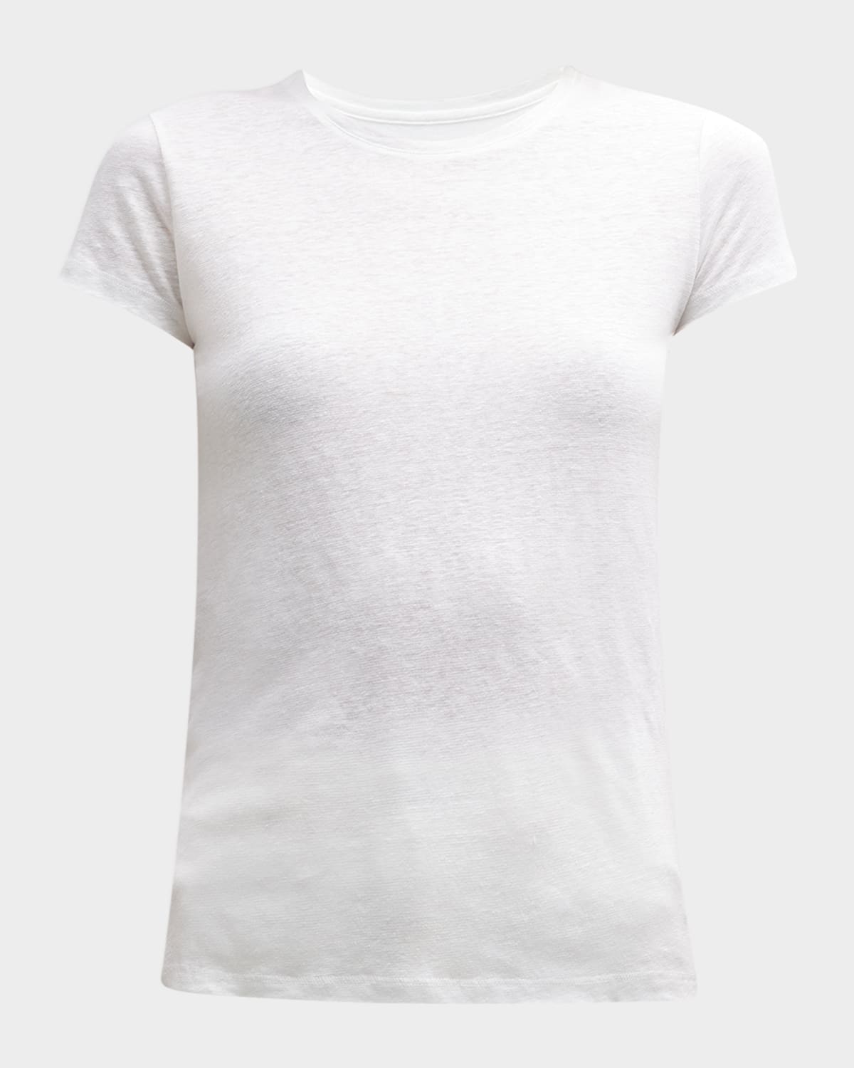Majestic Stretch Linen Crewneck Tee In Blanc