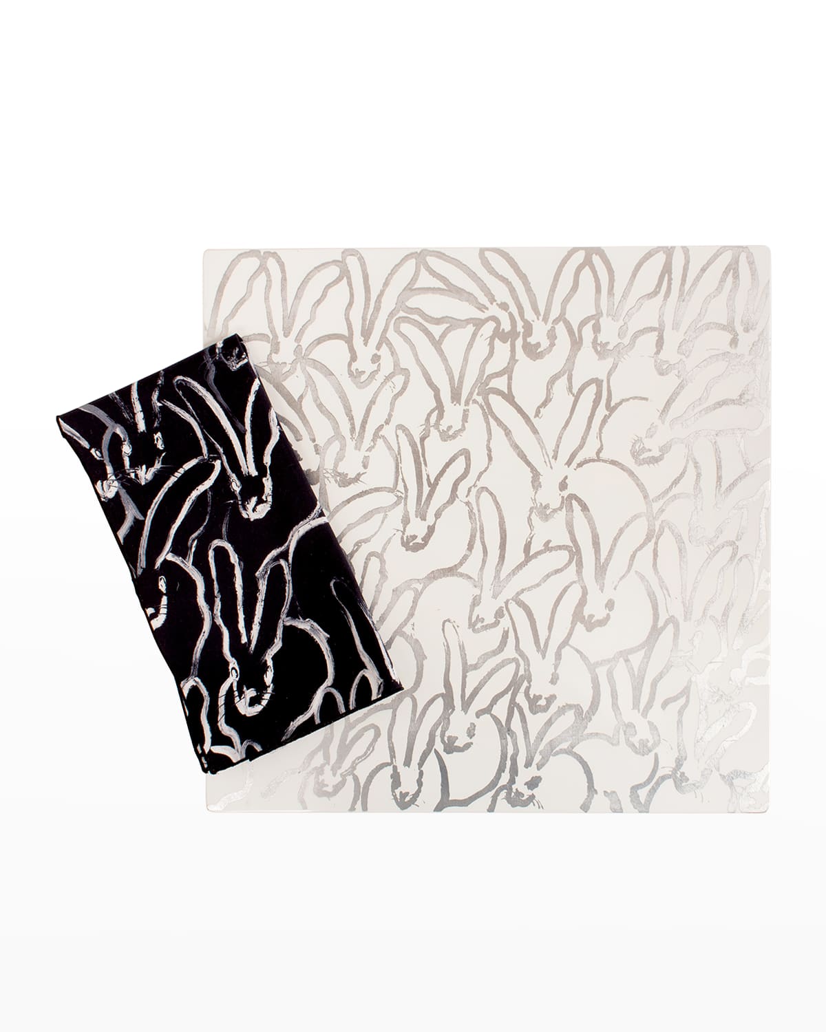 Shop Hunt Slonem Rabbit Run Silver Leaf And Lacquer Placemat In White/silver