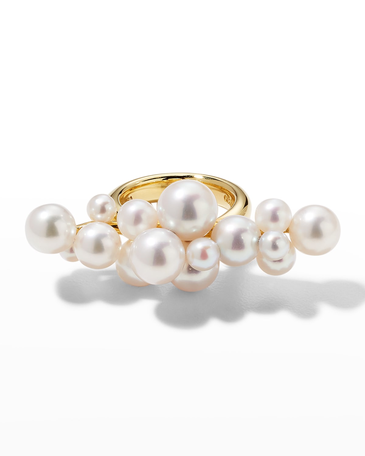 Assael Yellow Gold Japanese 4-9mm Bubble Pearl Ring