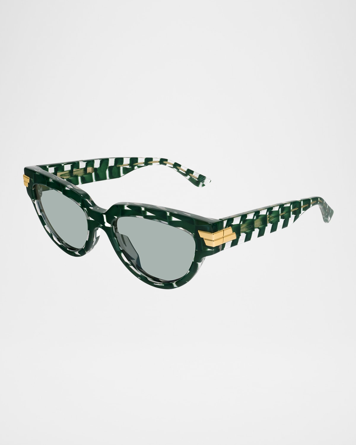 Bottega Veneta Bv1035s-008 Green-green-green In Solid Dark Green Crystal