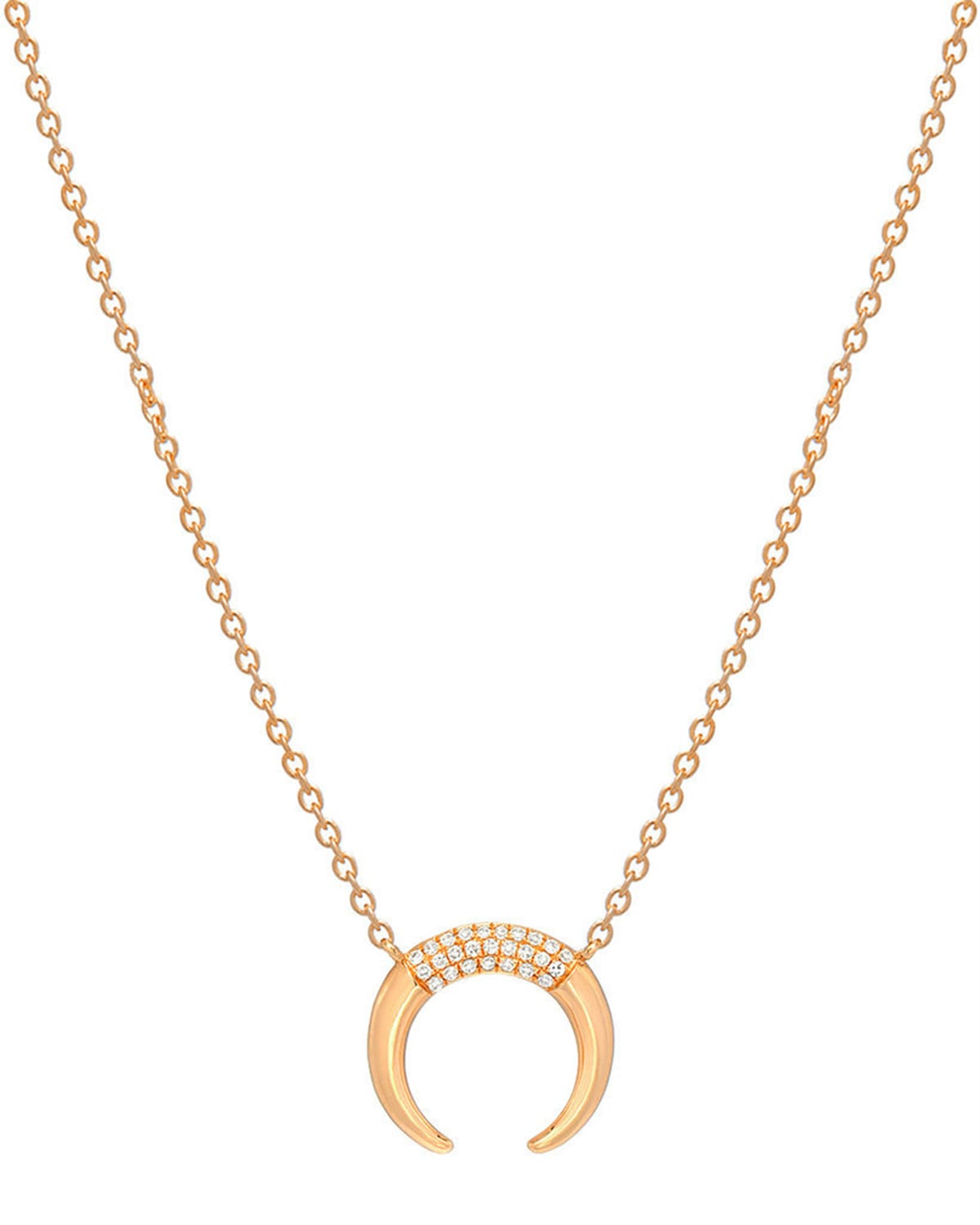 Zoe Lev Jewelry 14k Diamond Double-horn Necklace