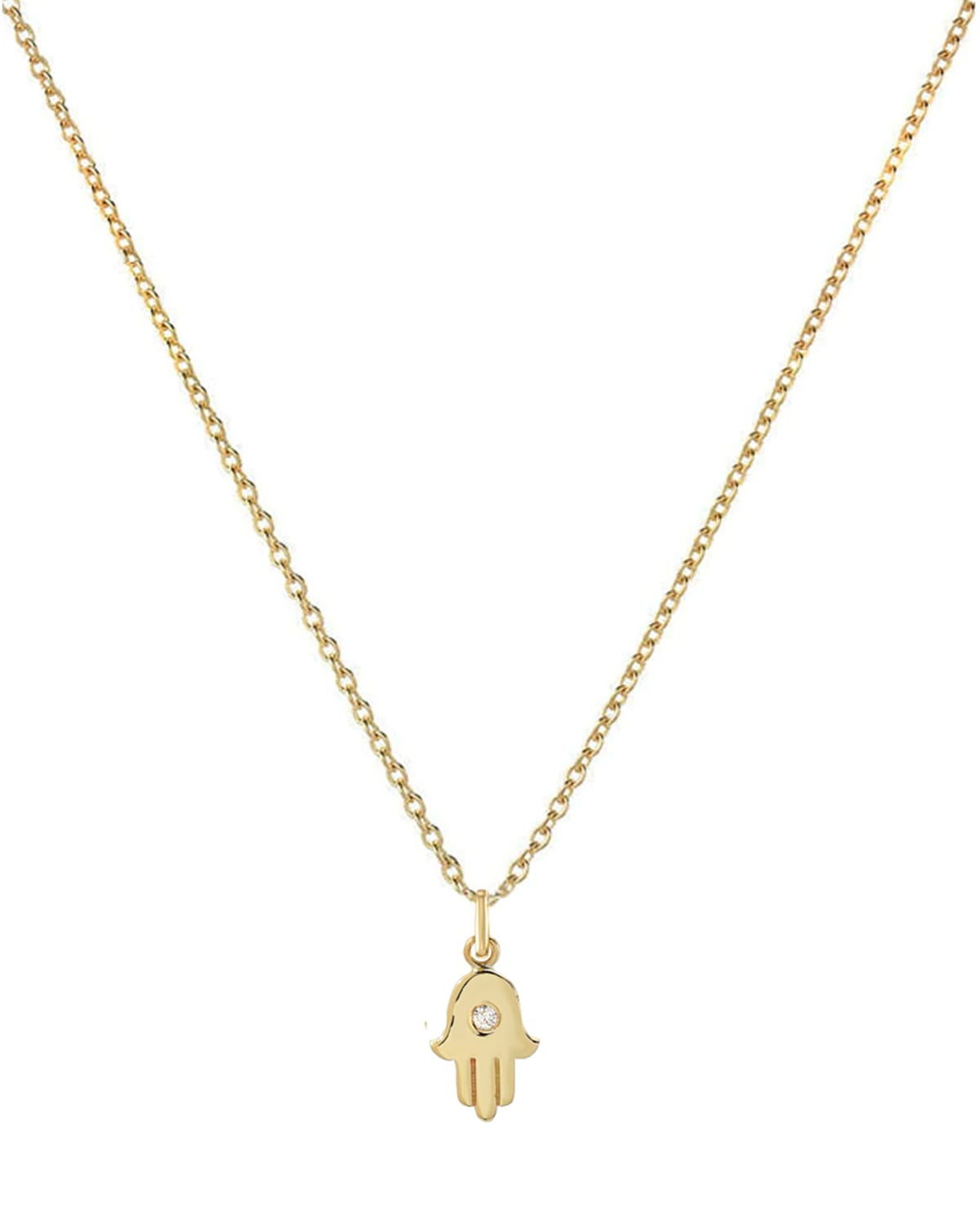 Zoe Lev Jewelry 14k Gold 1-diamond Hamsa Necklace