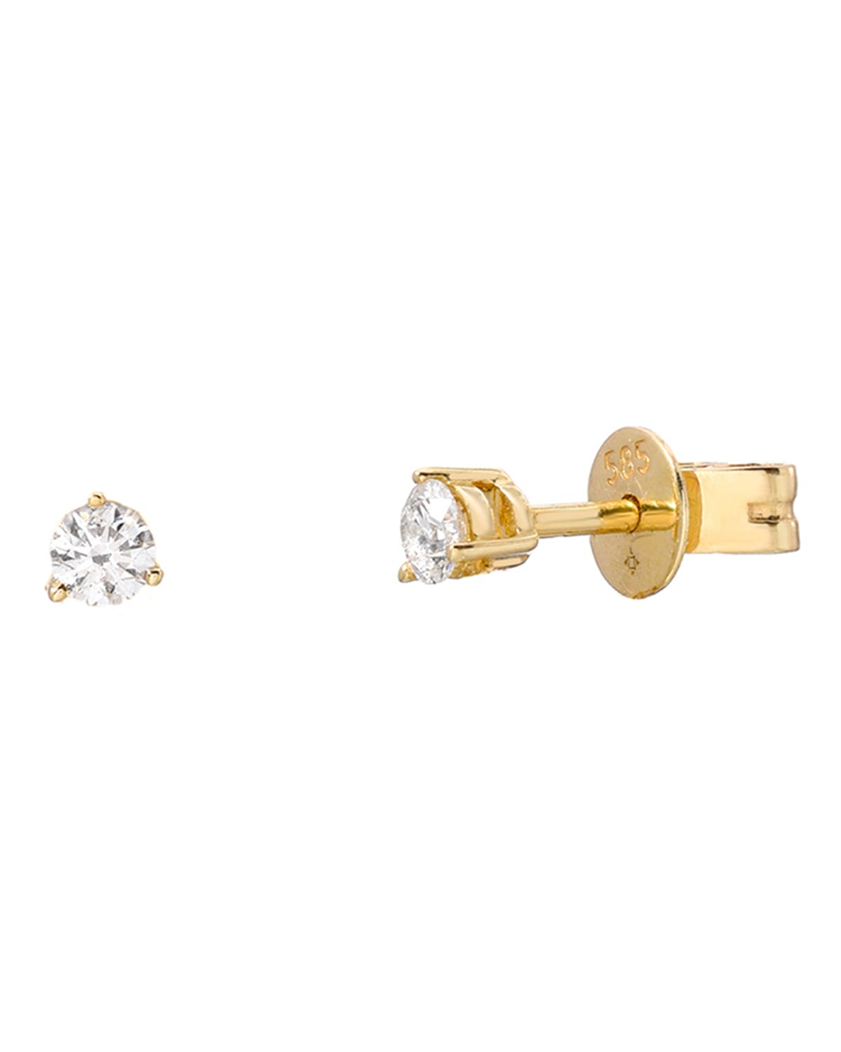 Zoe Lev Jewelry 14k Gold 3-prong Diamond Stud Earrings