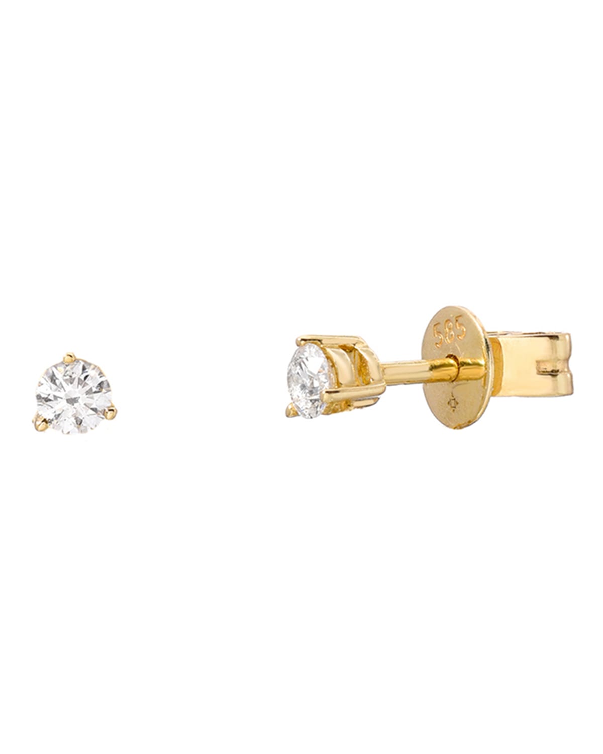 14k Gold 3-Prong Diamond Stud Earrings