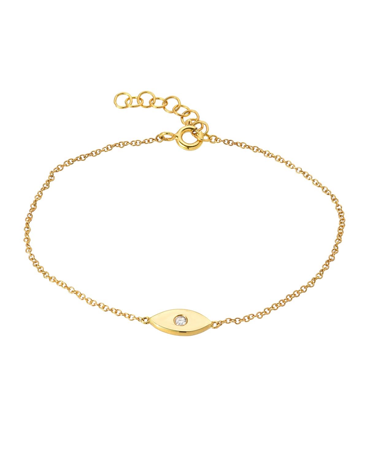 Zoe Lev Jewelry 14k Gold 1-Diamond Evil Eye Bracelet