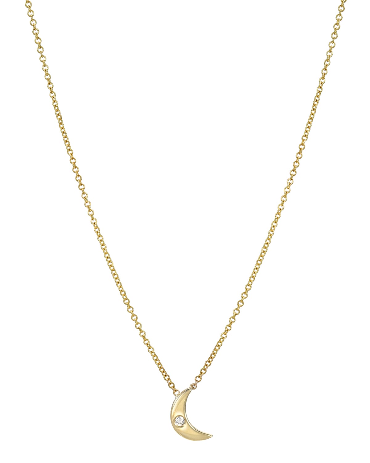 Zoe Lev Jewelry 14k Gold 1-diamond Moon Necklace
