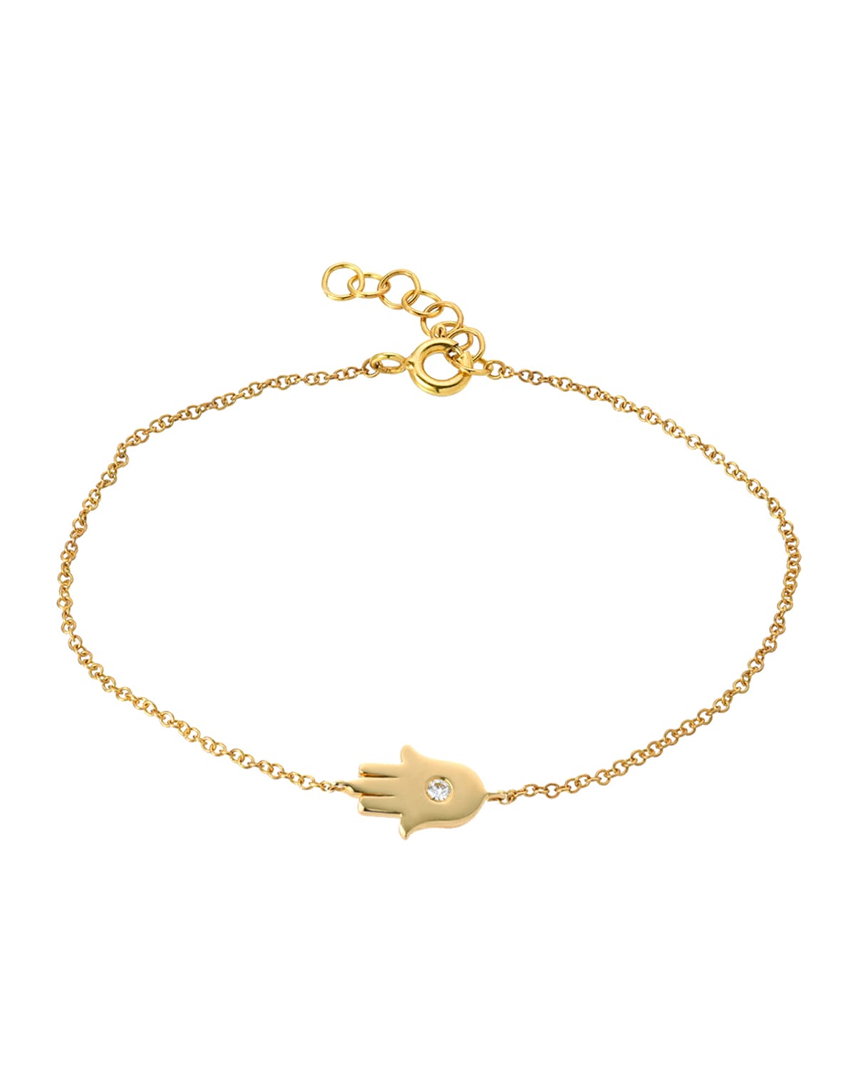 Zoe Lev Jewelry 14k Gold 1-Diamond Hamsa Bracelet