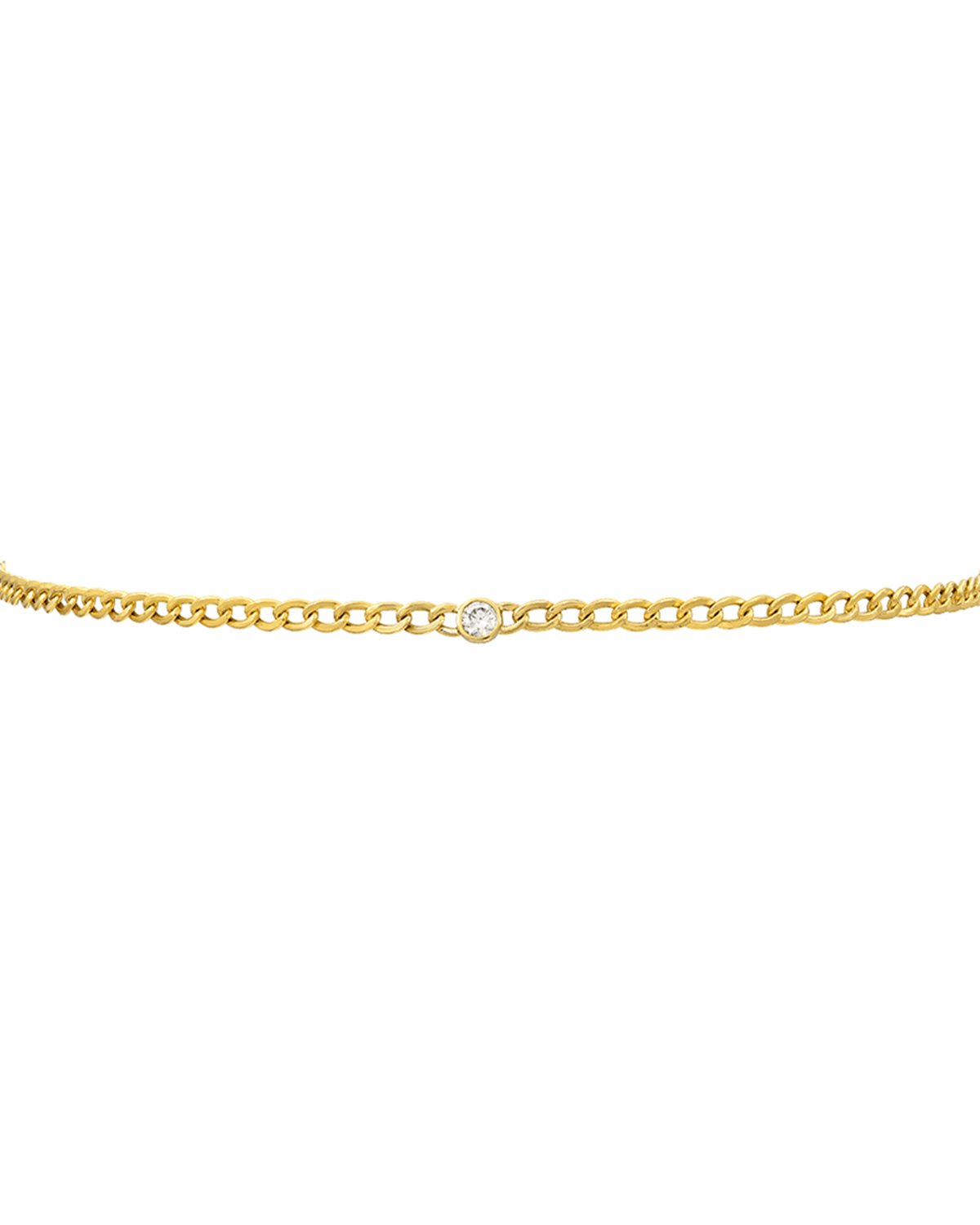 Zoe Lev Jewelry 14k Cuban-link Diamond Bezel Necklace
