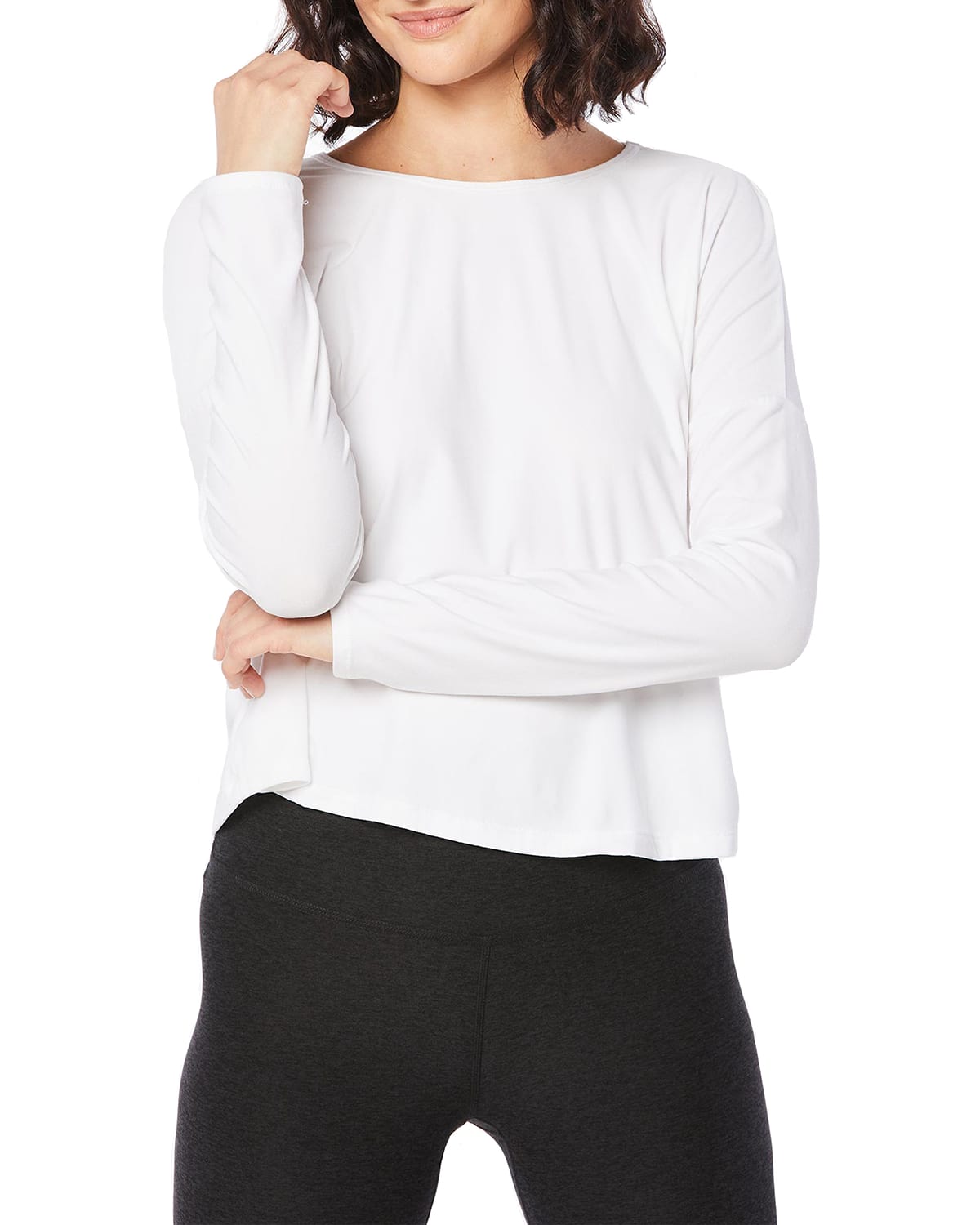 Shop Beyond Yoga Morning Light Cropped Pullover In White