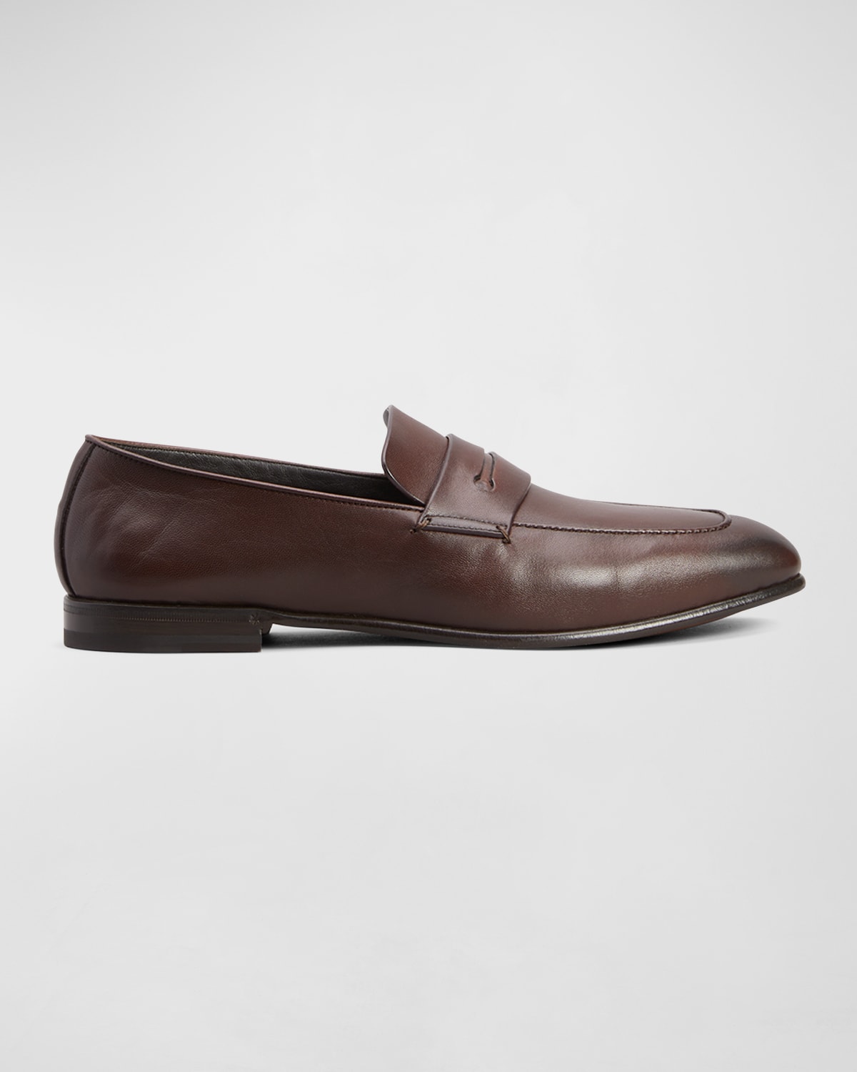 Shop Zegna Men's Lasola Leather Penny Loafers In Dark Brown