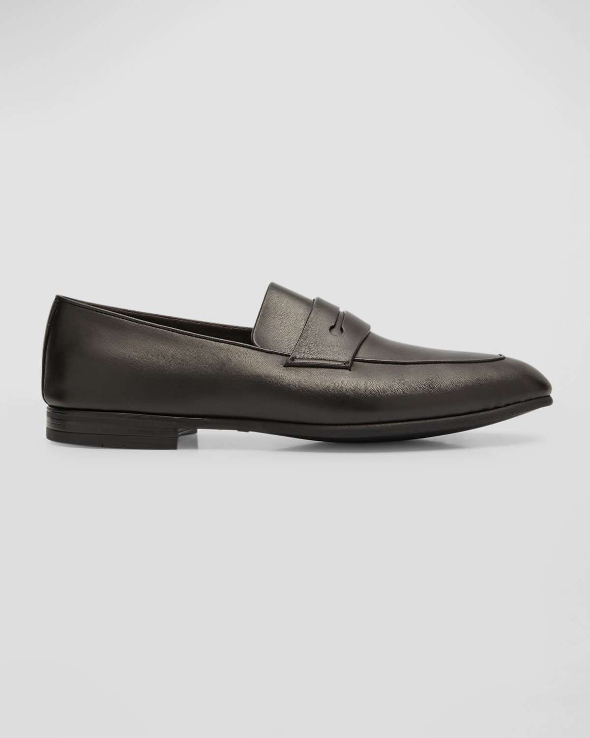Shop Zegna Men's Lasola Leather Penny Loafers In Black