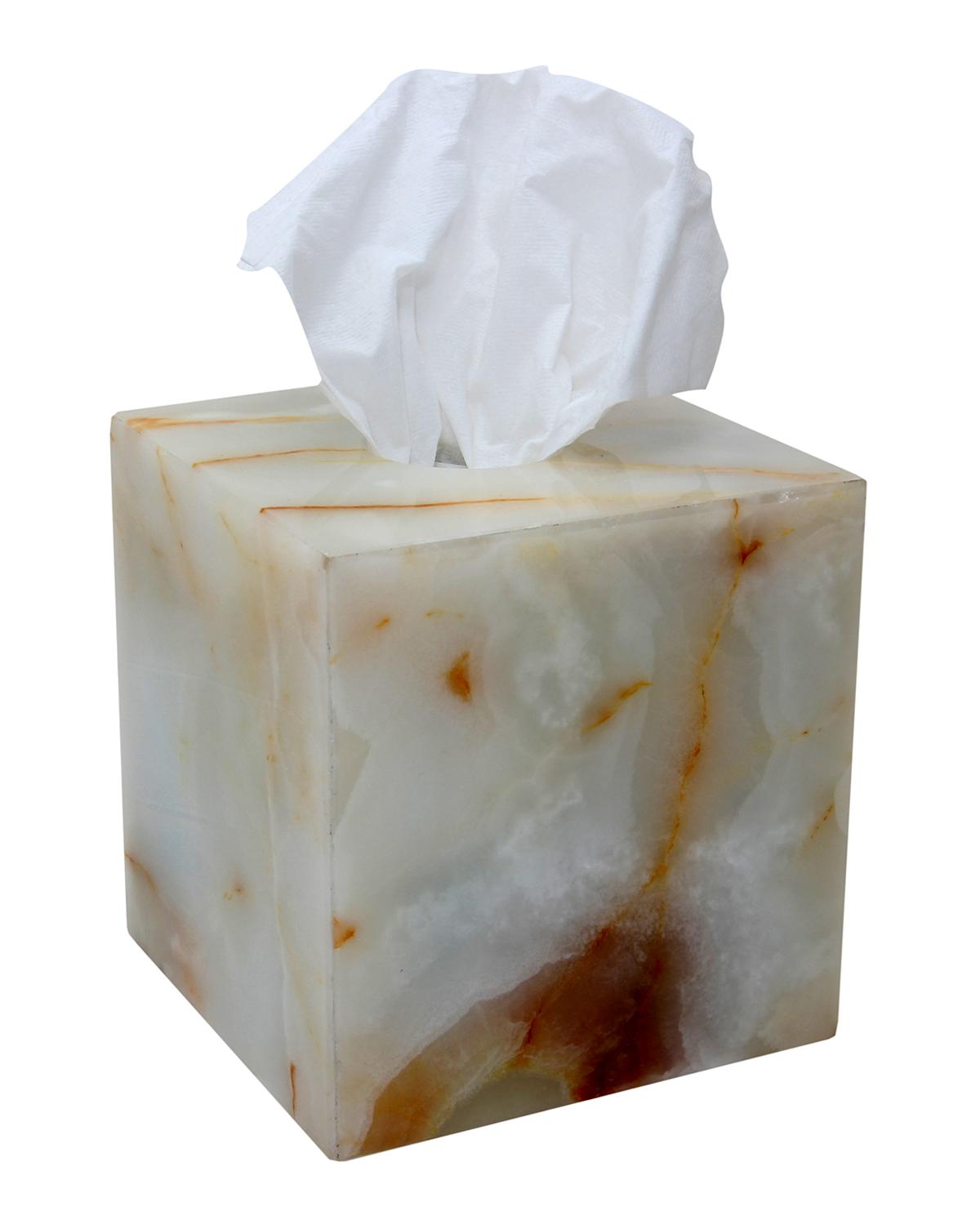 Marble Crafter Myrtus Collection Light Green Onyx Tissue Box Holder