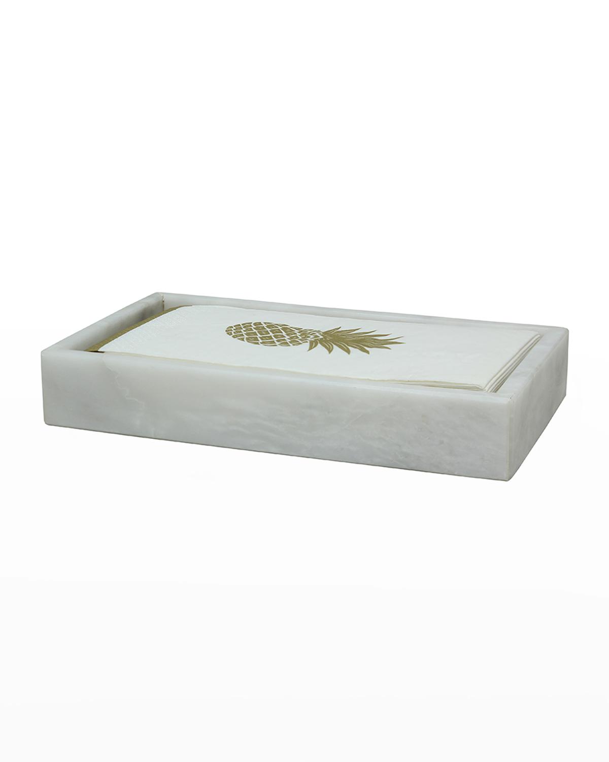 Marble Crafter Eris Collection Pearl White Marble Guest Towel Tray