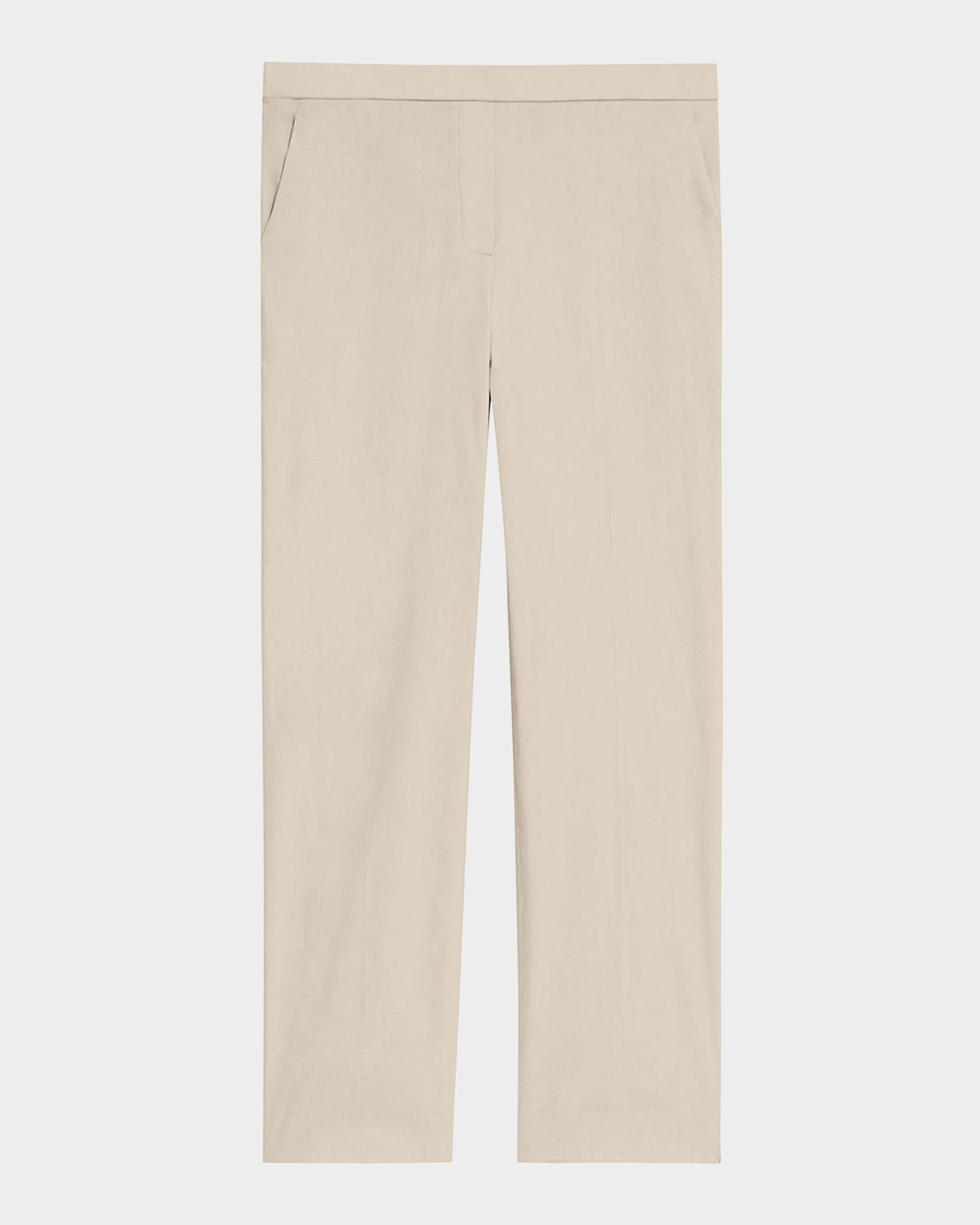 Theory Treeca Good Linen Cropped Pull-on Ankle Pants In Soft Taupe