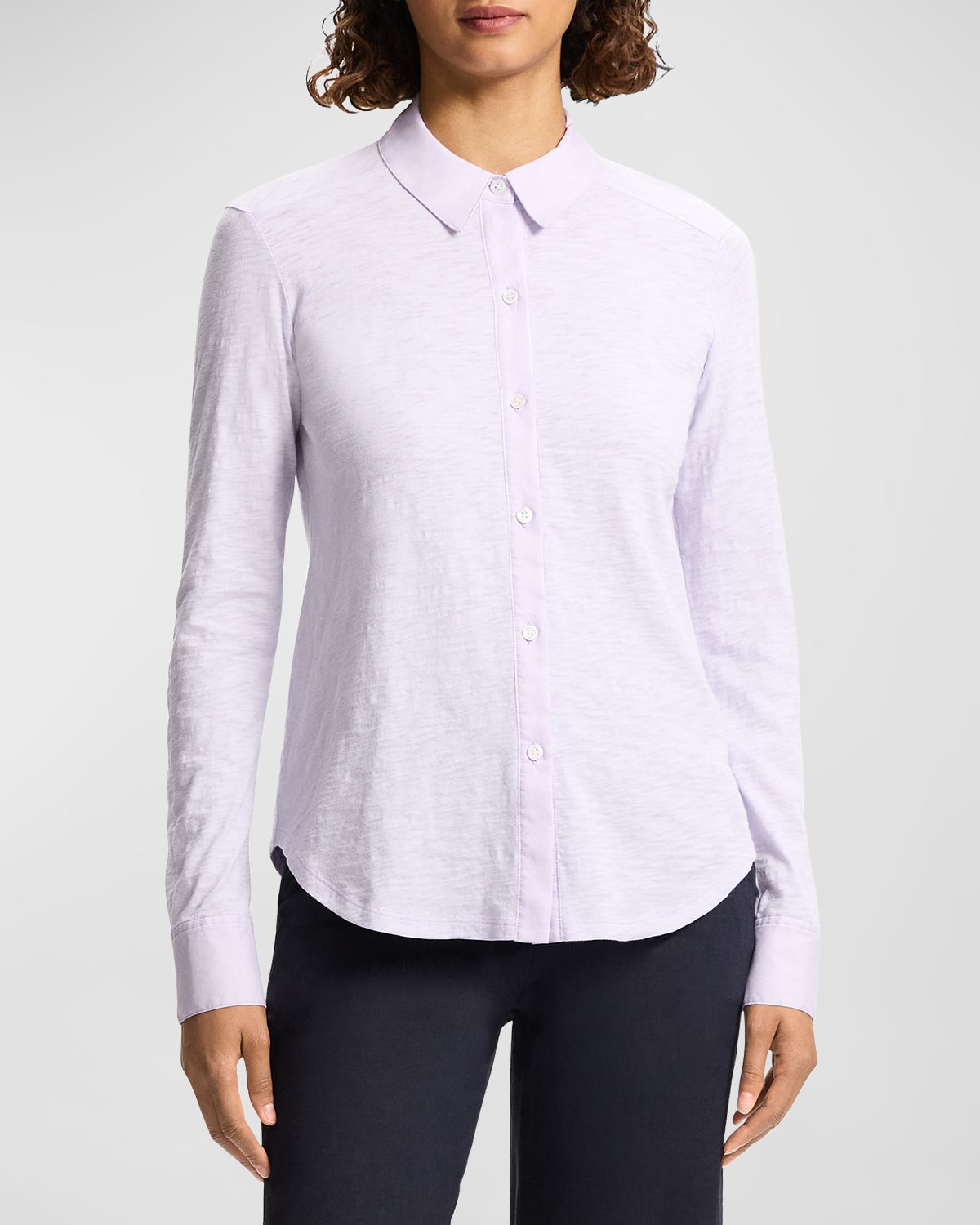 Shop Theory Riduro Organic Cotton Button-down Shirt In Soft Iris