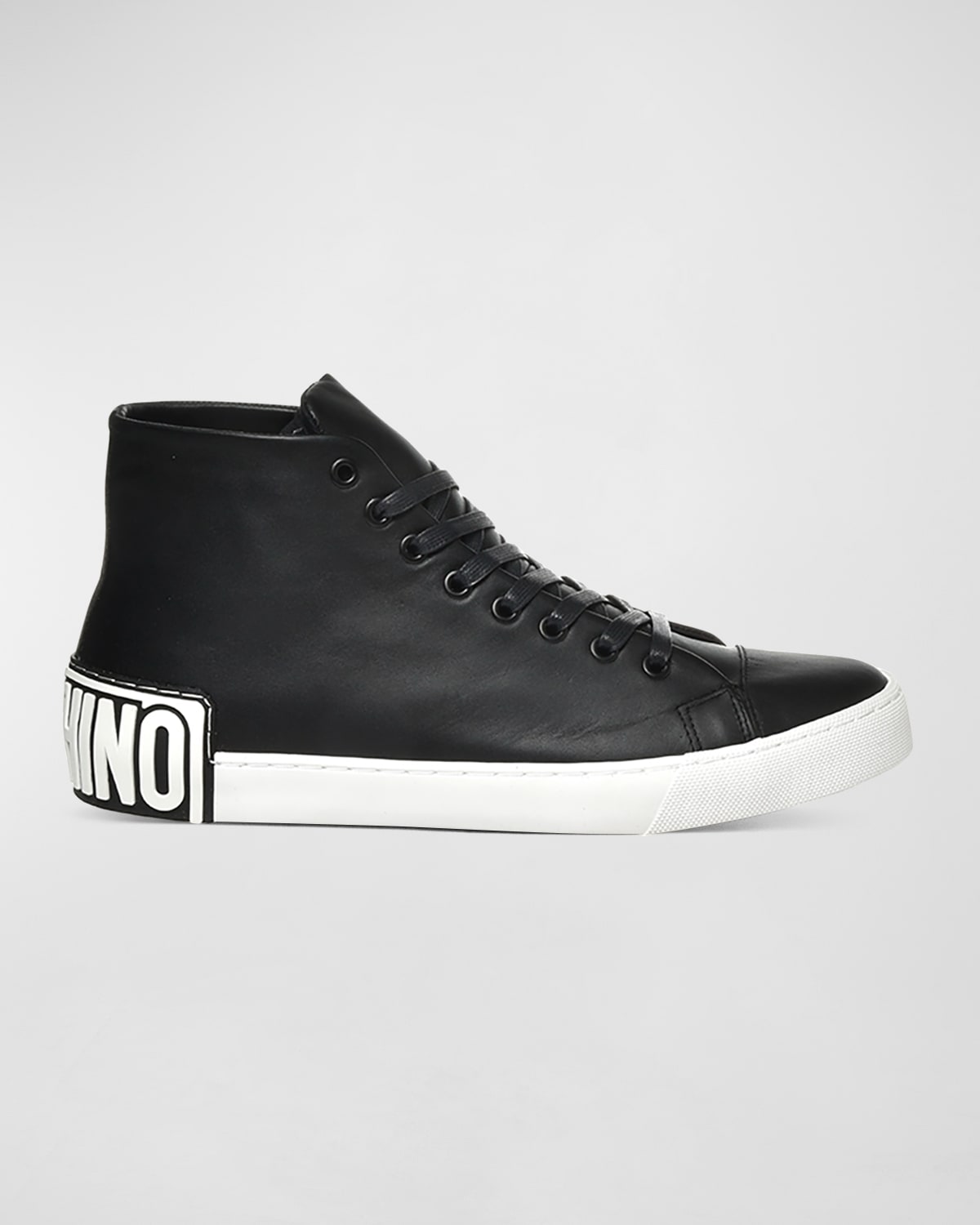 Men's Leather Logo High-Top Sneakers