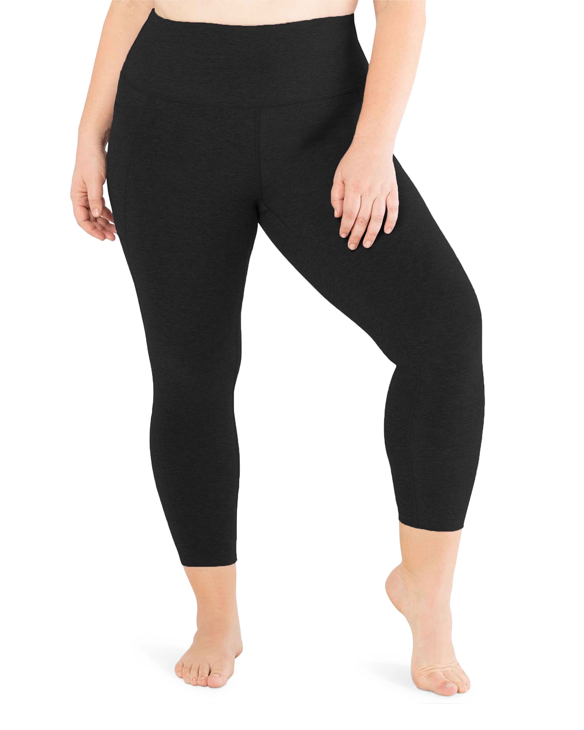 Beyond Yoga Plus Size Out Of Pocket High-waist Midi Leggings In Darkest Night