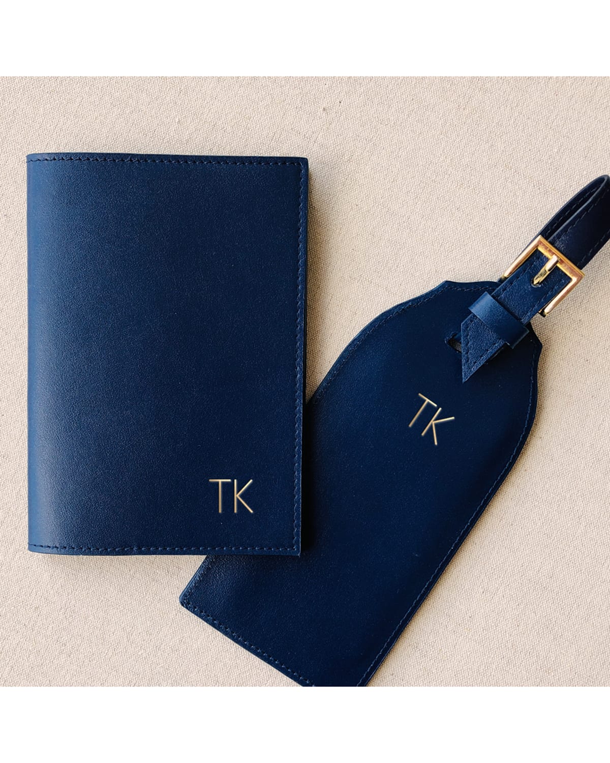 Bell'invito Monogram Passport Cover In Midnight