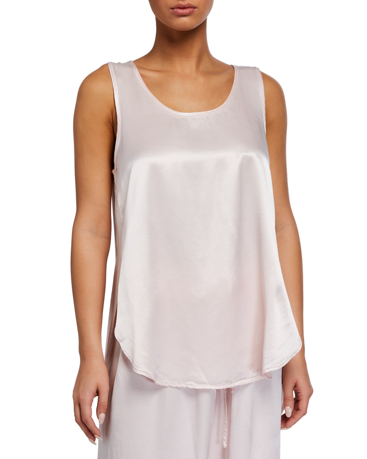 Pj Harlow Jackie Silk Slit Tank Top In Blush