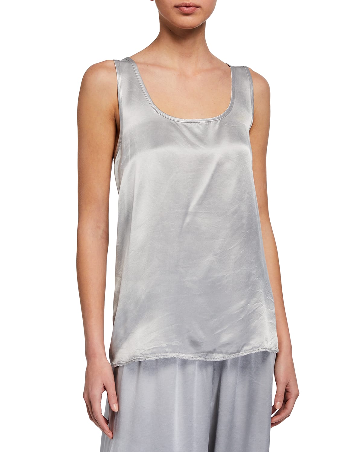 Pj Harlow Laura Satin Racerback Tank In Dark Silver