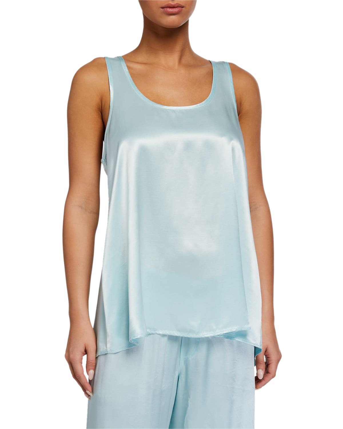 Pj Harlow Laura Satin Racerback Tank In Aqua