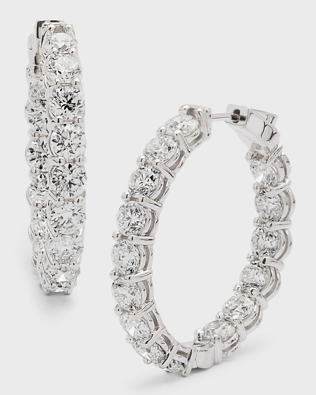 Neiman Marcus Diamonds 18k White Gold Diamond Hoop Earrings, 9.60tcw