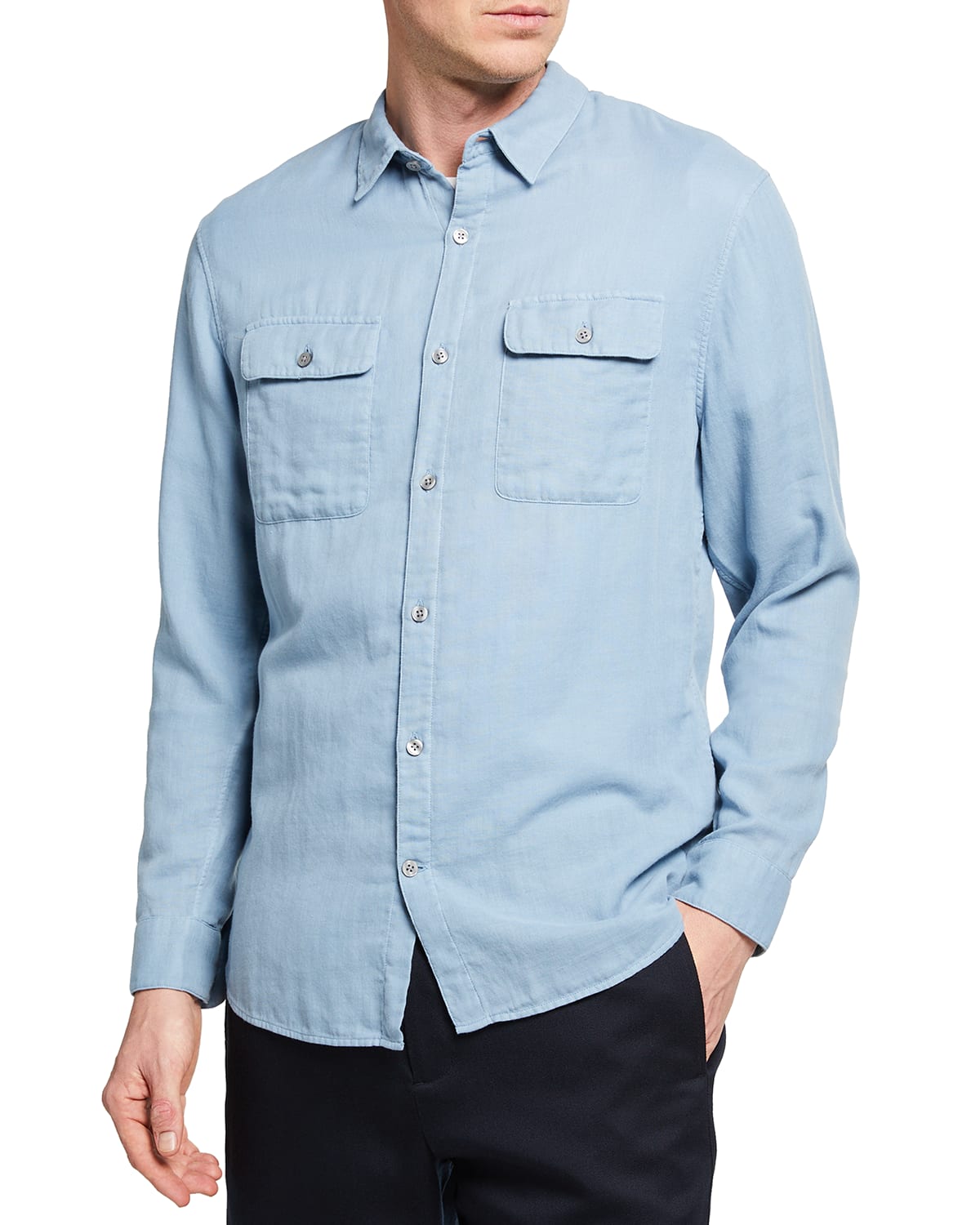 Vince Men's Double-Face Garment-Dyed Sport Shirt