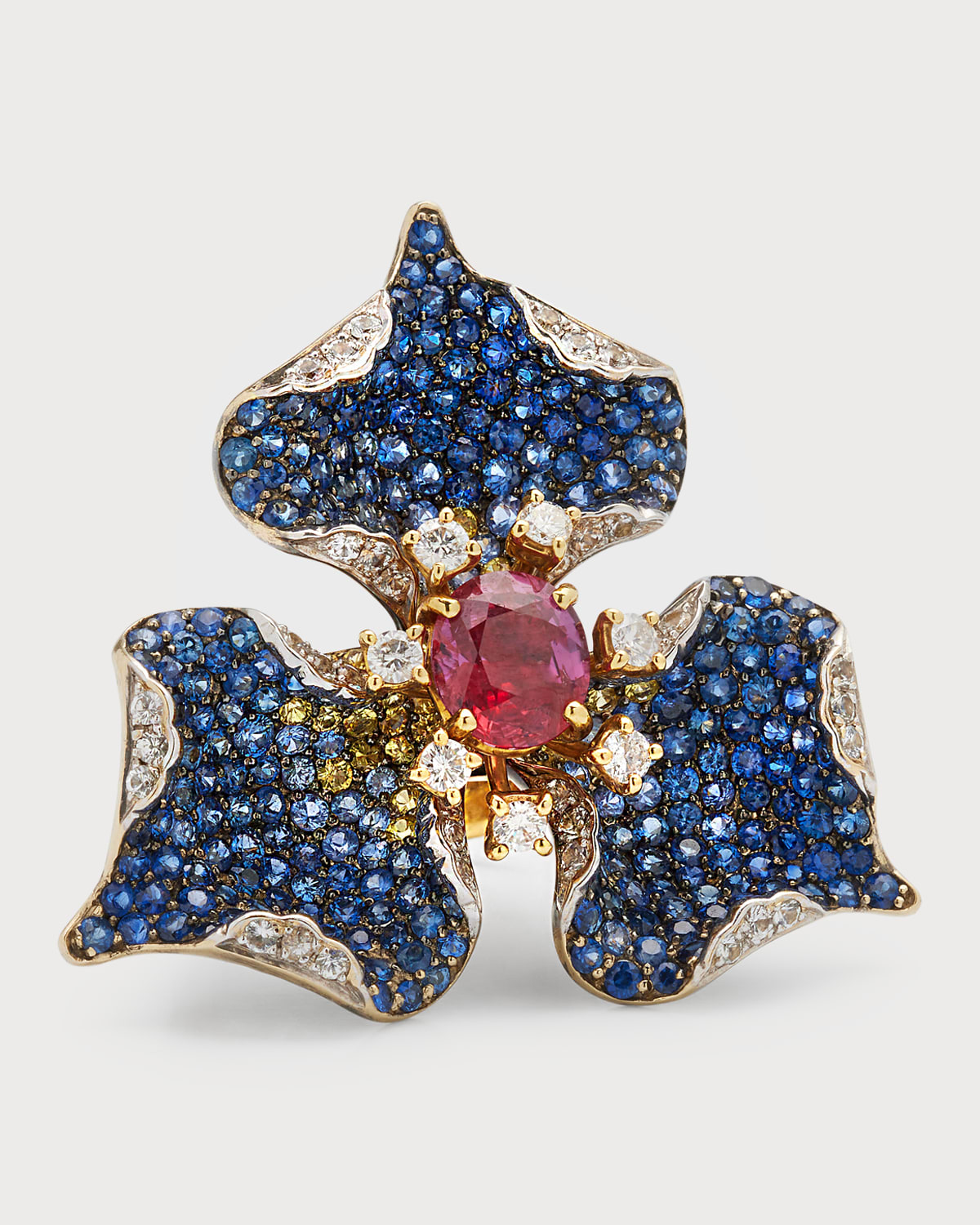 Alexander Laut 18k Ruby, Sapphire And Diamond Statement Ring