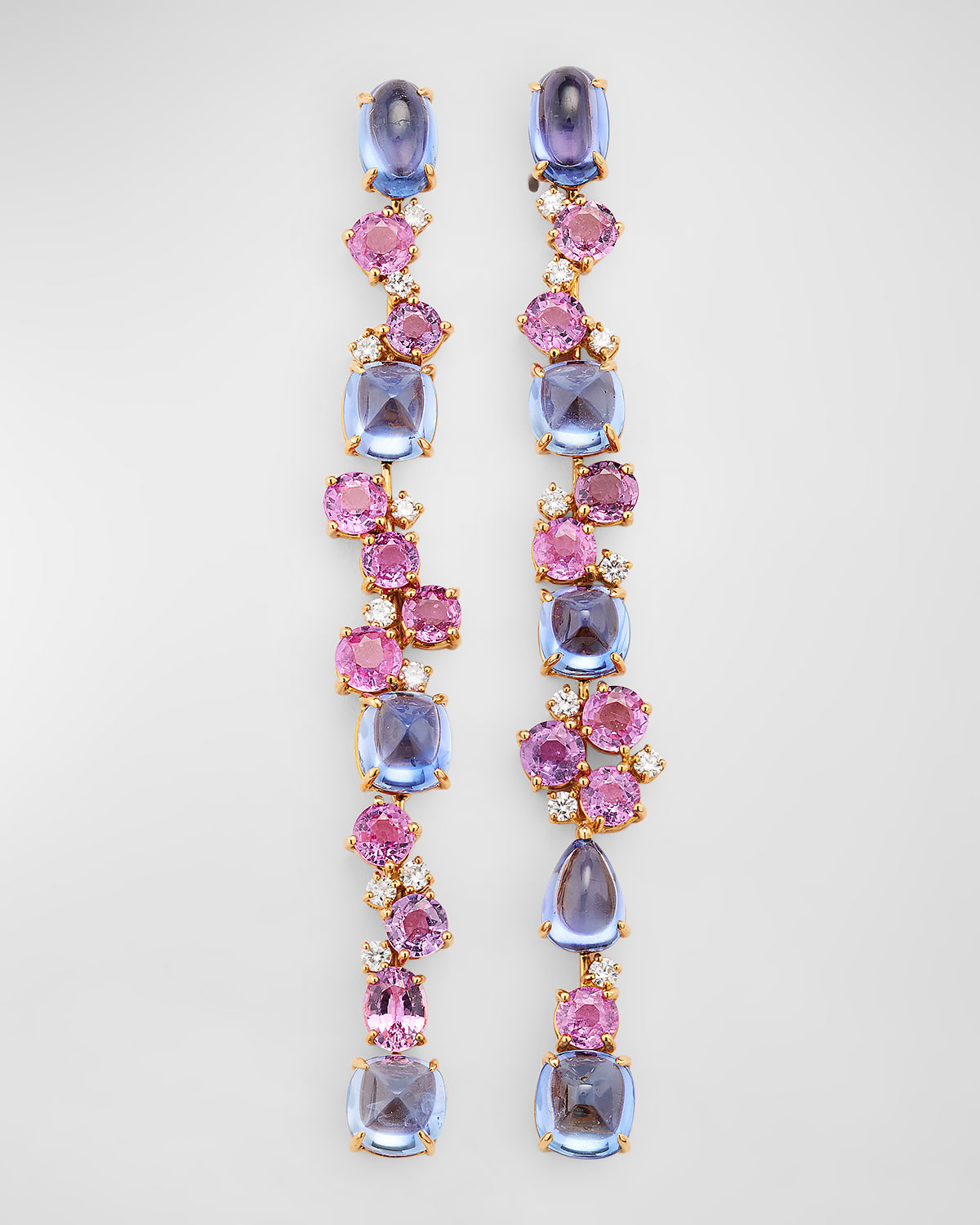 18k Rose Gold Sapphire and Diamond Dangle Earrings