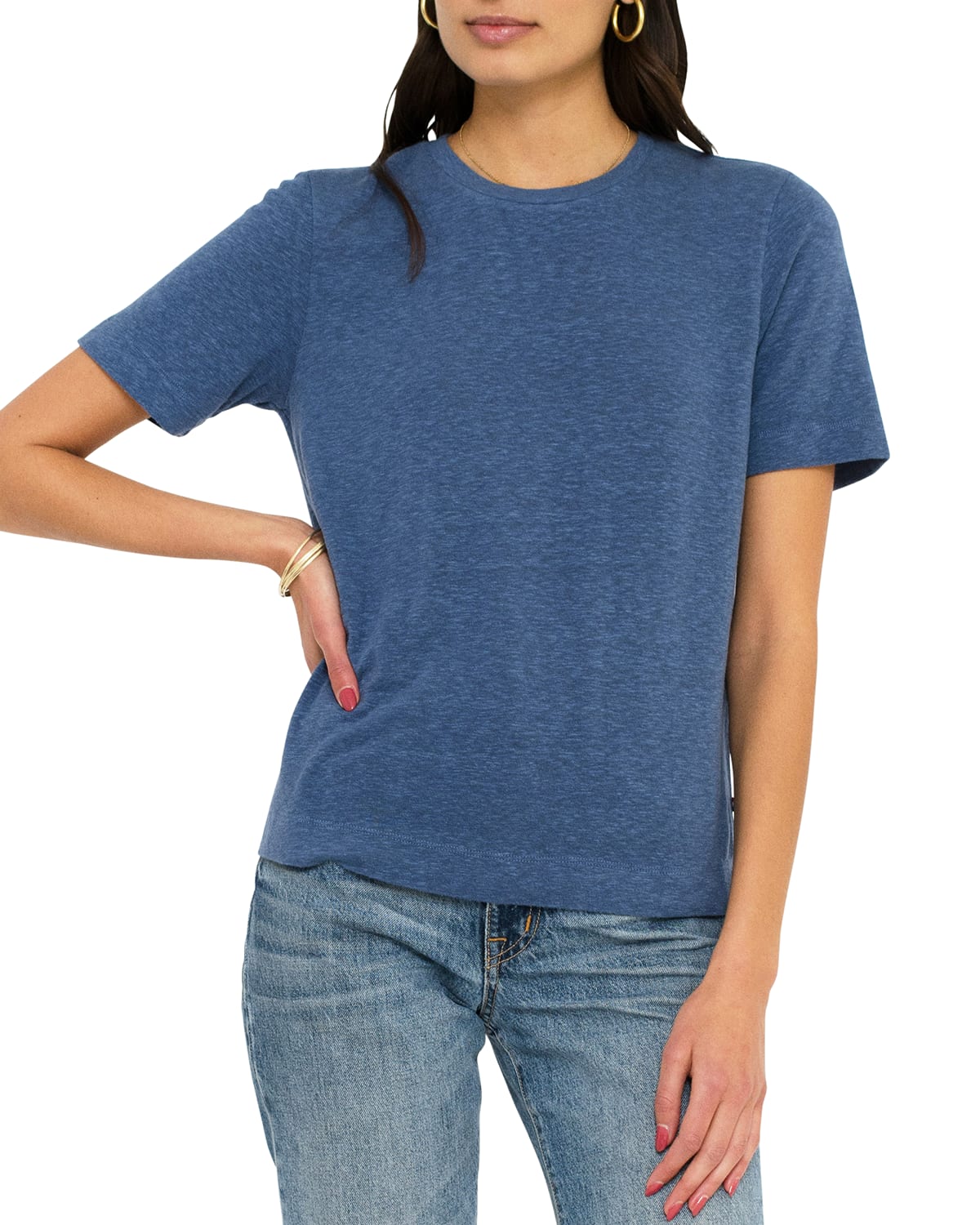 Sol Angeles Eco Slub Wide-hem Tee In Ds Indigo