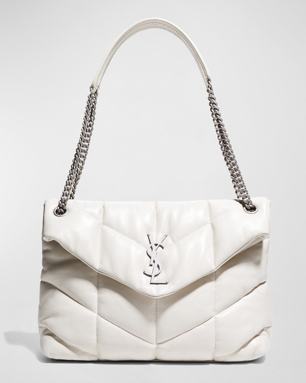 Saint Laurent Loulou Medium Ysl Flap Shoulder Bag In Noir