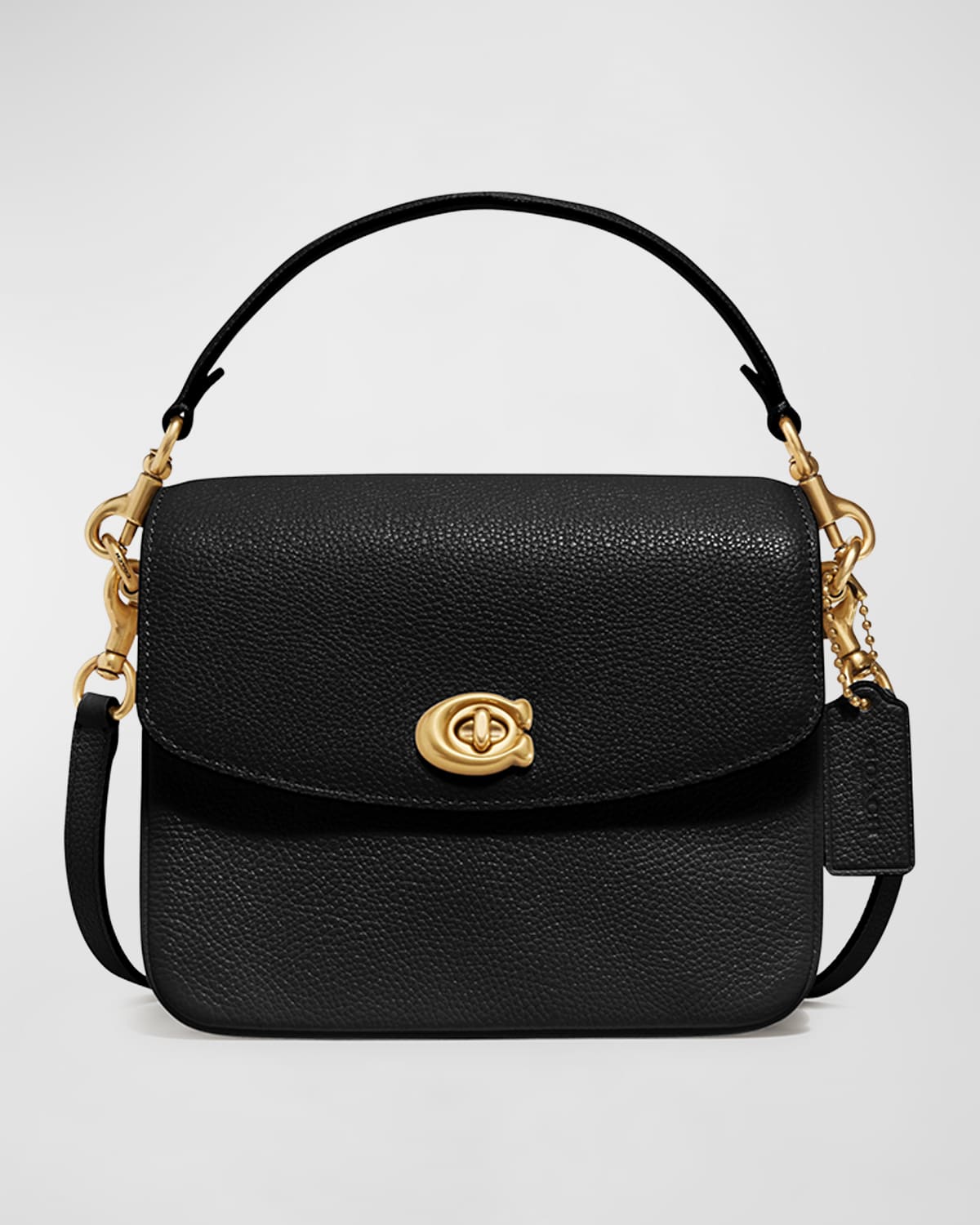 Coach Pebbled Leather Flaptop Chain Crossbody Bag In B4 Black ModeSens