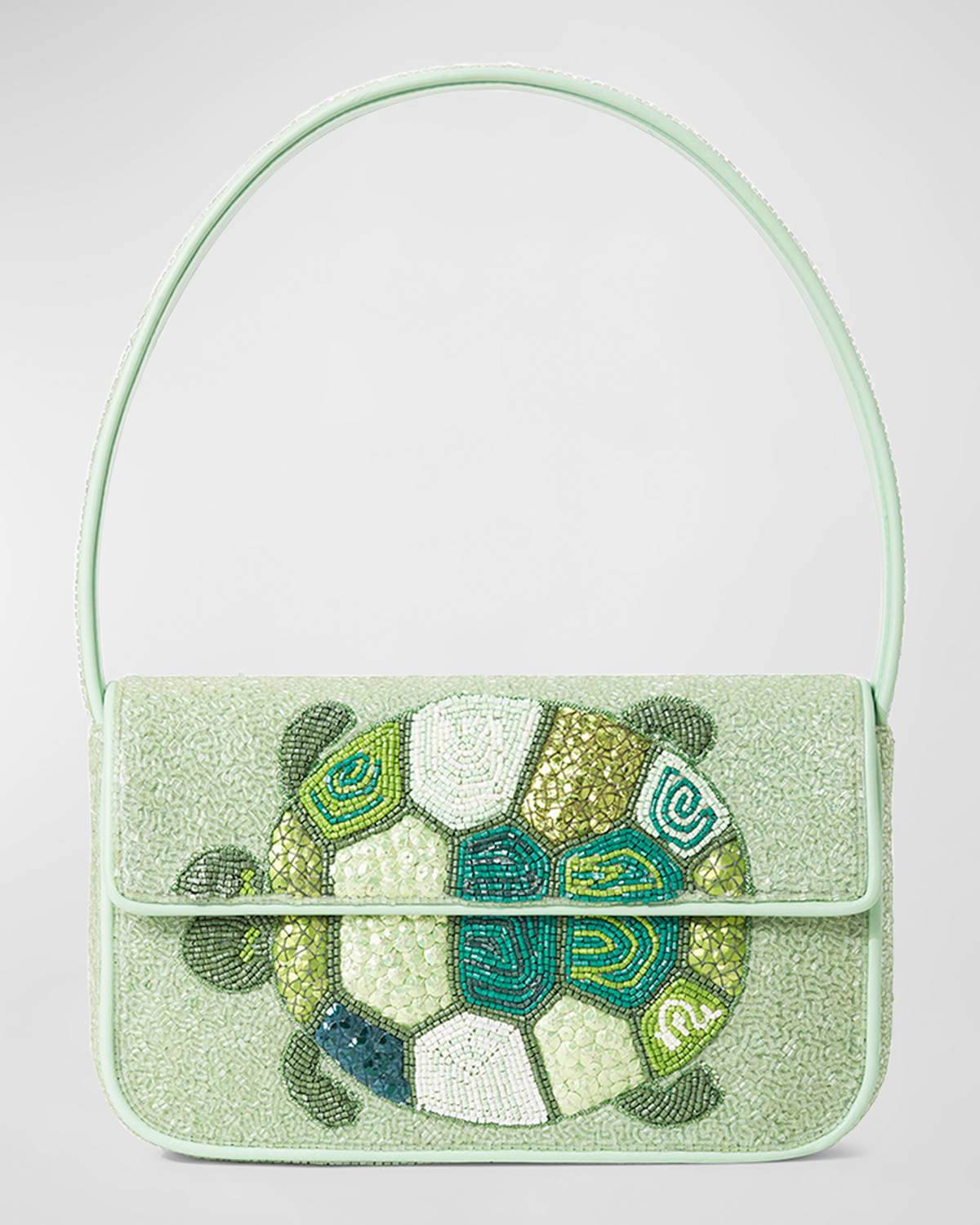 Staud Tommy Beaded Shoulder Bag In Green Palm