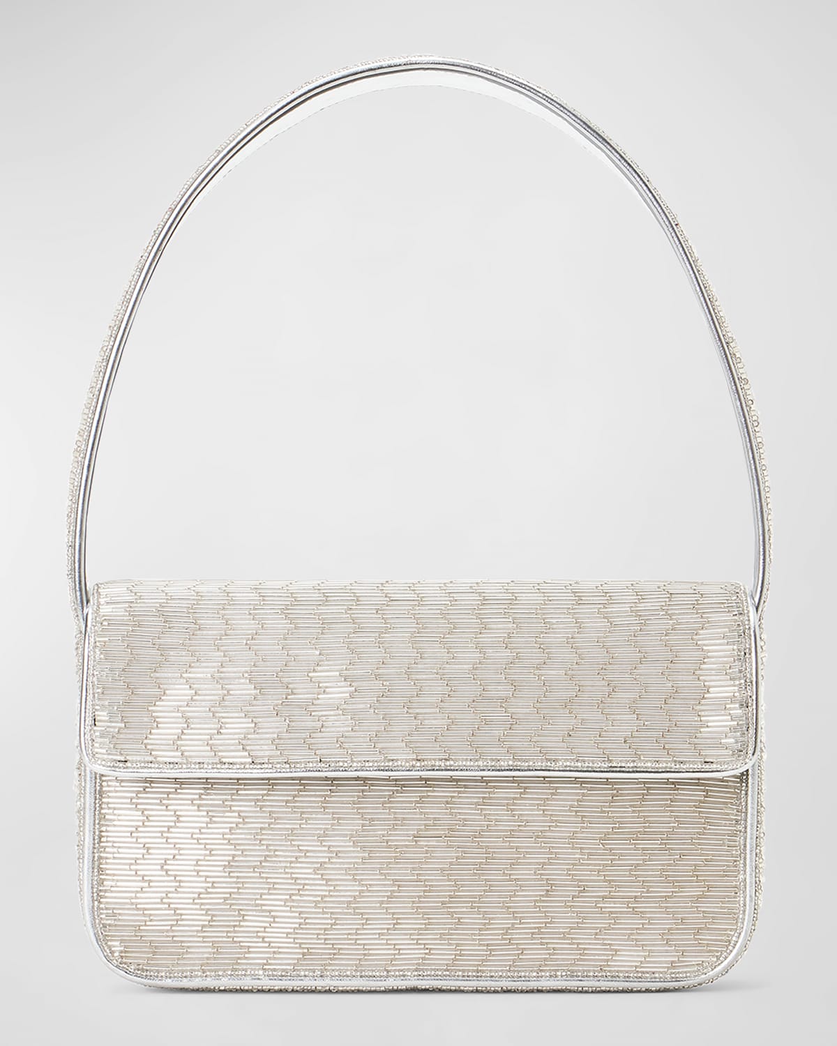 Staud Tommy Floral Shoulder Bag In Silver