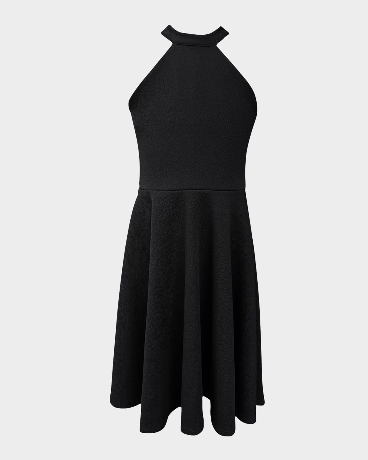 Un Deux Trois Girl's Halter Keyhole-back Dress In Black