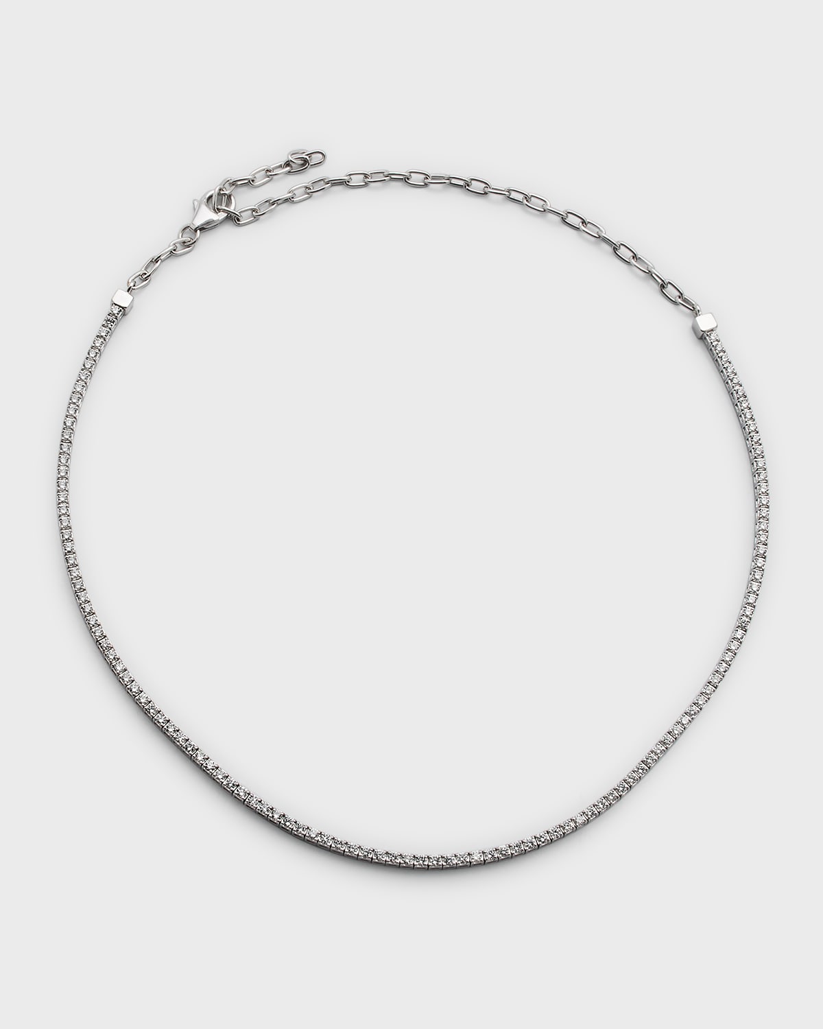 NM Diamond Collection White Gold Half-Diamond Half-Chain Necklace