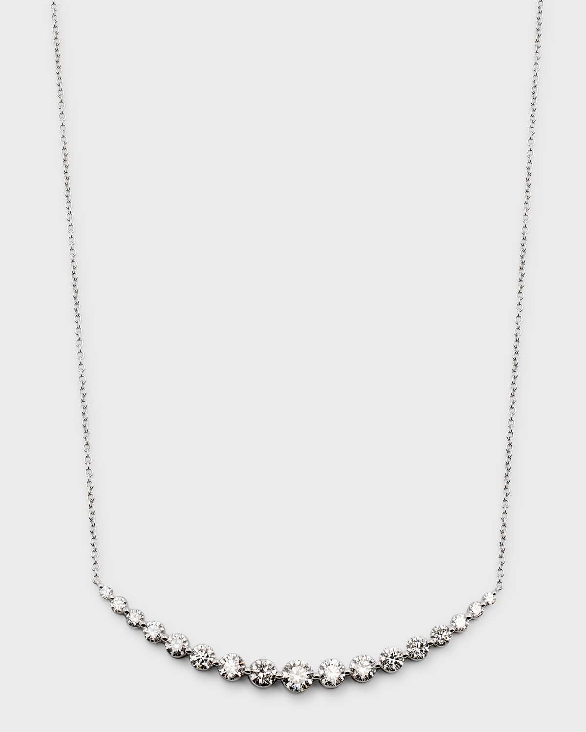 Neiman Marcus Diamonds 18k White Gold Large Single-Prong Smiley Diamond Necklace, 17"L, 1.90tcw