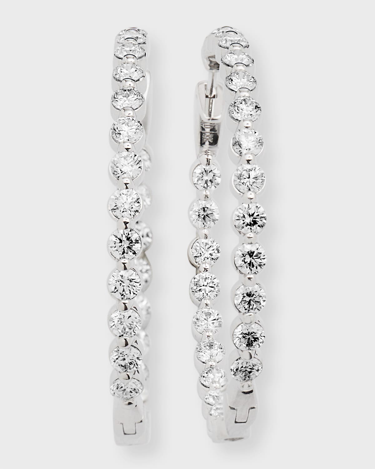 Neiman Marcus Diamonds 18k White Gold Diamond Hoop Earrings