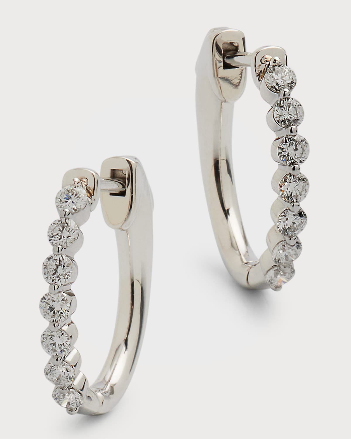 Neiman Marcus Diamonds 18k White Gold Diamond Huggie Earrings